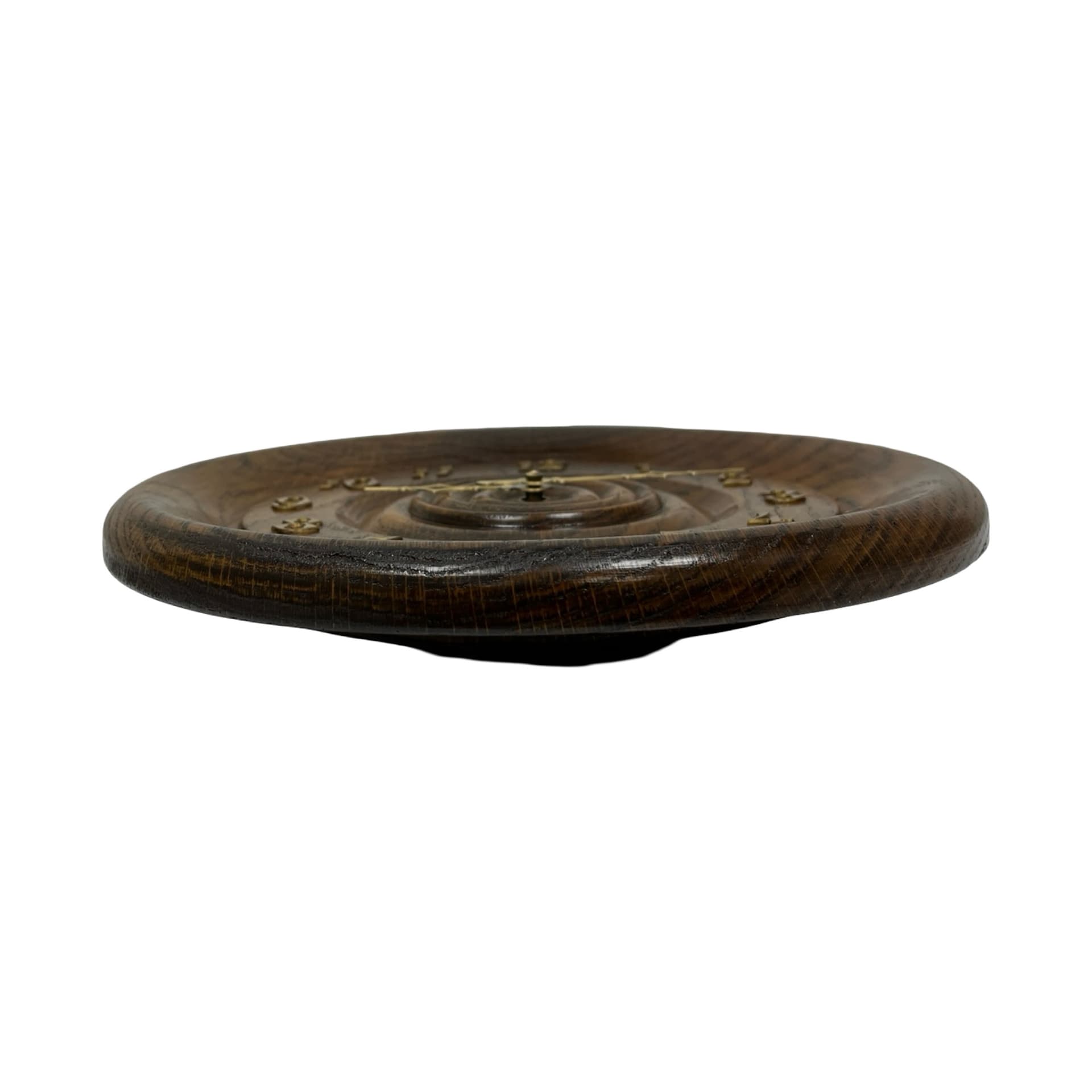 Wall clock, brown oak, brass, Germany, 1980s. - 313162