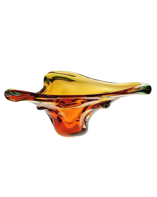 Decorative centerpiece bowl, multicolor glass, by F. Zemek, Czechoslovakia, 1970s. - DIMENSION