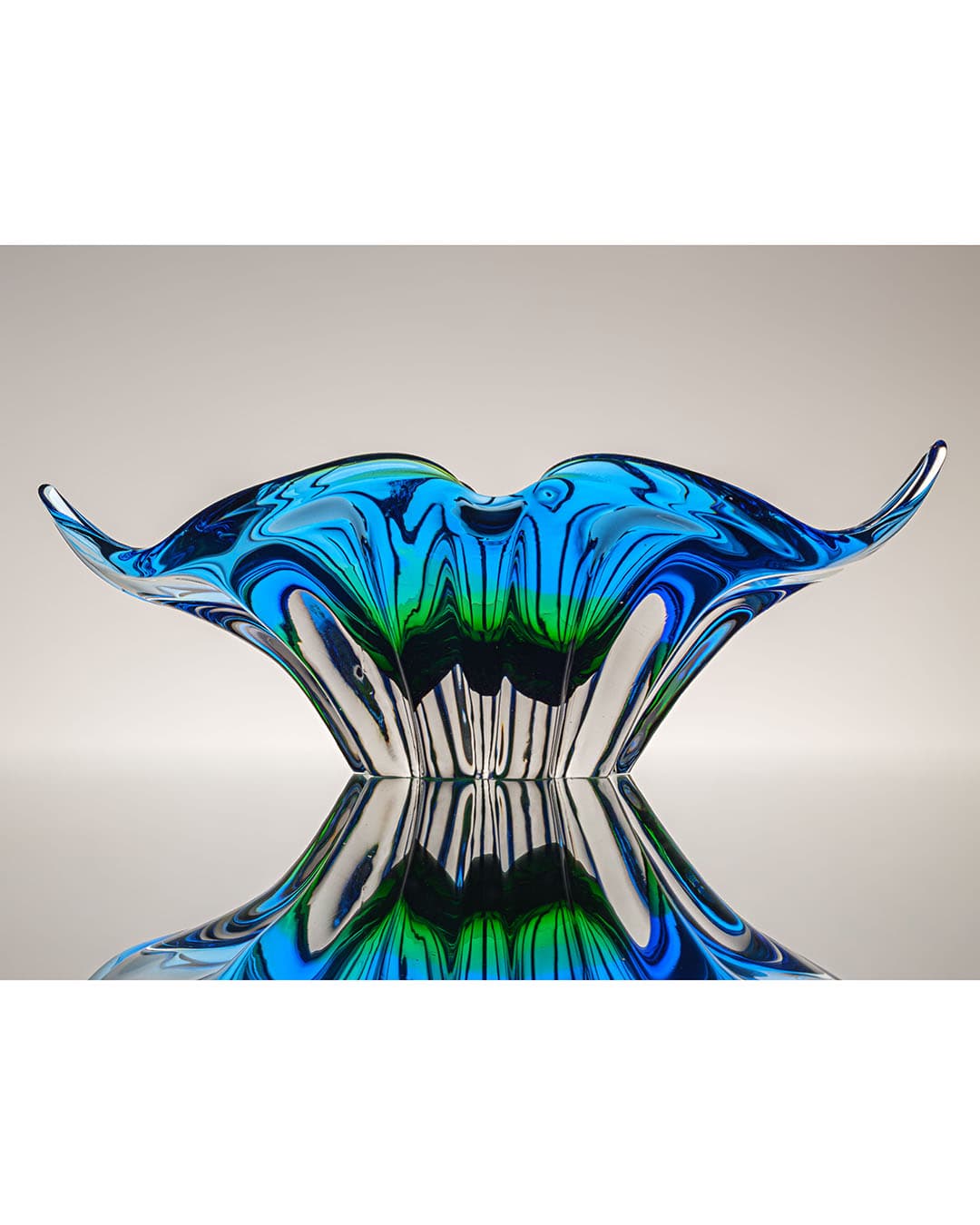 Set of Two Centerpieces, multicolored glass, by J. Hospodka, Czechoslovakia, 1970s. - 313217