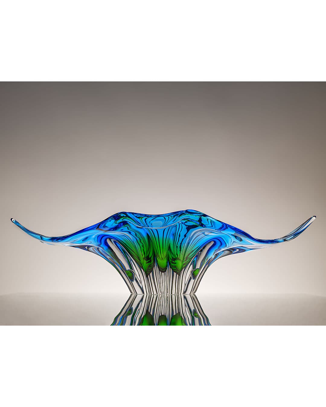 Set of Two Centerpieces, multicolored glass, by J. Hospodka, Czechoslovakia, 1970s. - 313219