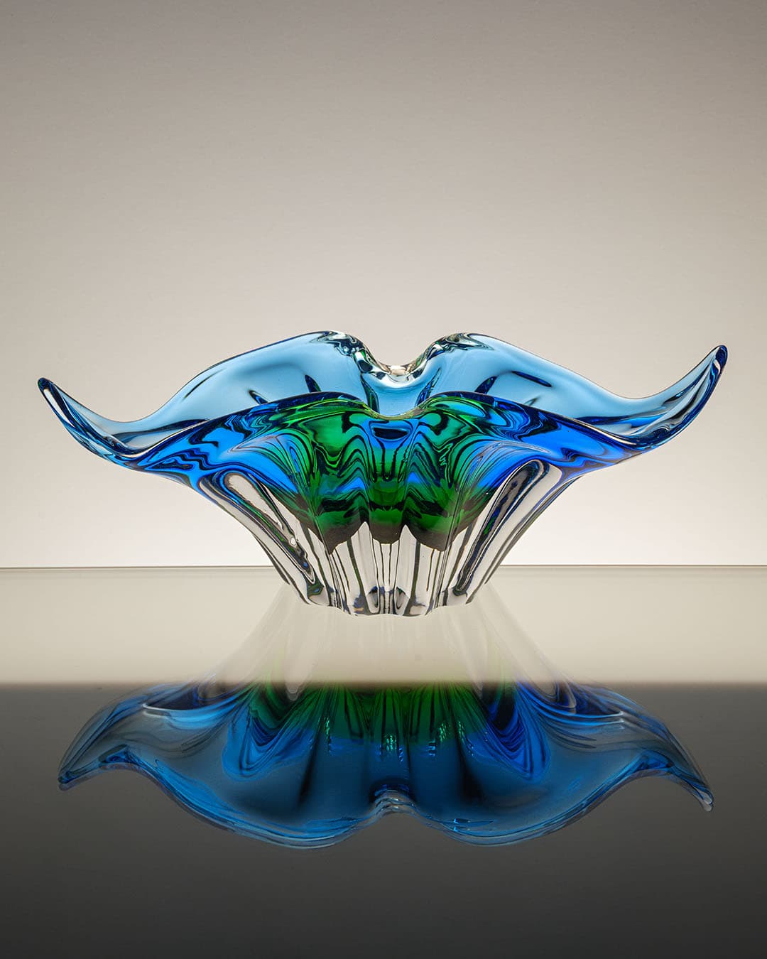 Set of Two Centerpieces, multicolored glass, by J. Hospodka, Czechoslovakia, 1970s. - 313216