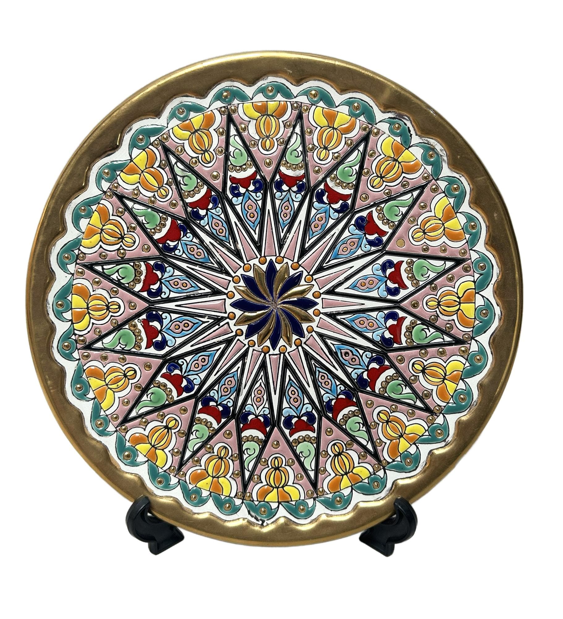 Decorative plate, Artecer, multicolor ceramic, Spain, 1970s.