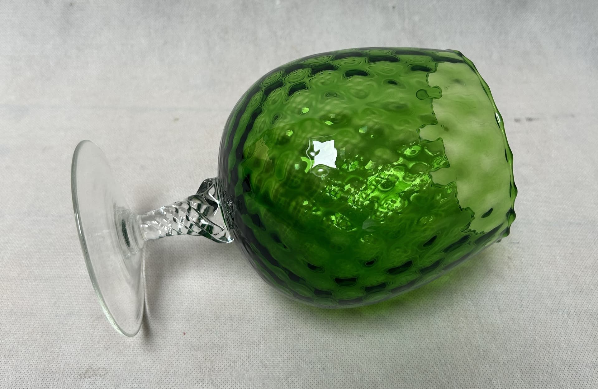 Goblet Empoli, green transparent glass, Italy, 1970s. - 313232