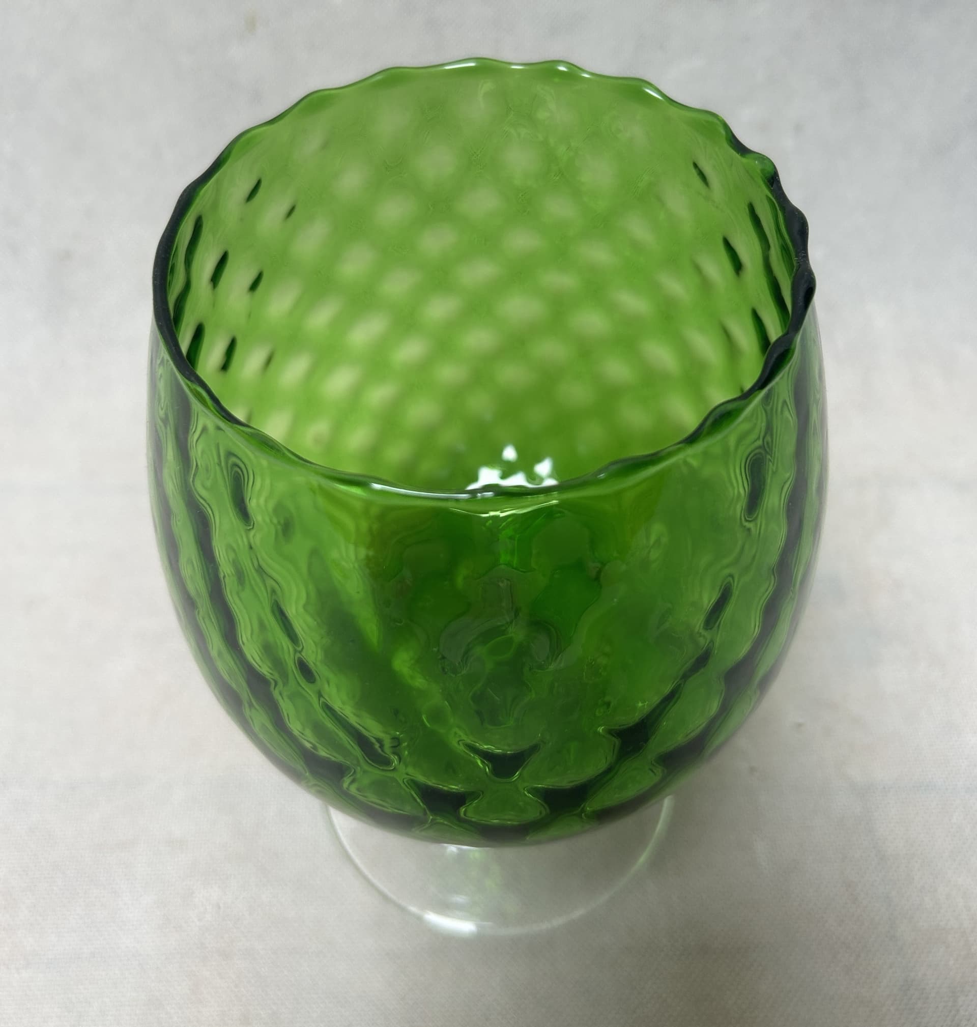 Goblet Empoli, green transparent glass, Italy, 1970s. - 313230