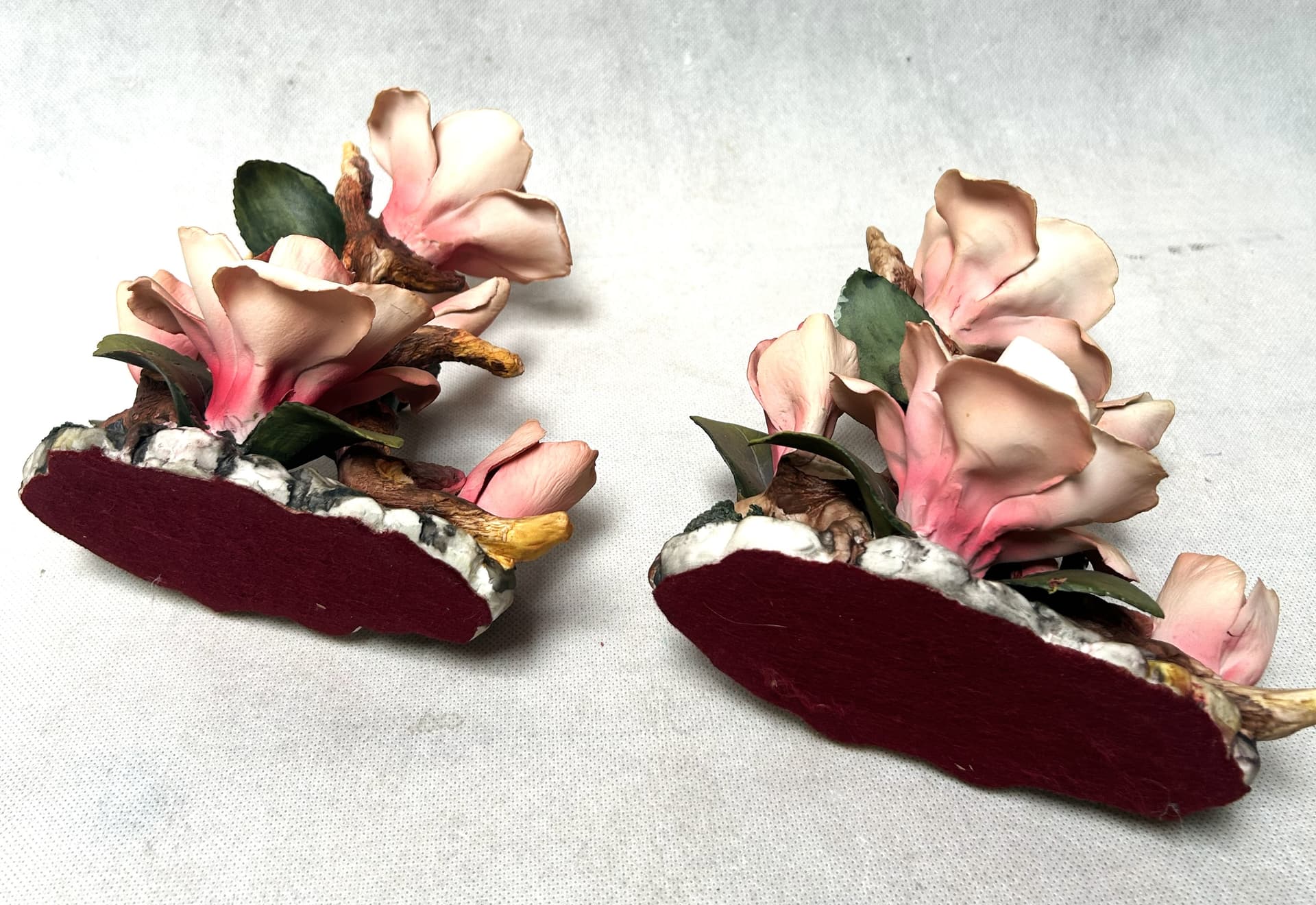 Rose Arrangement, Capodimonte, pink, porcelain, Italy, 1970s. - 313236