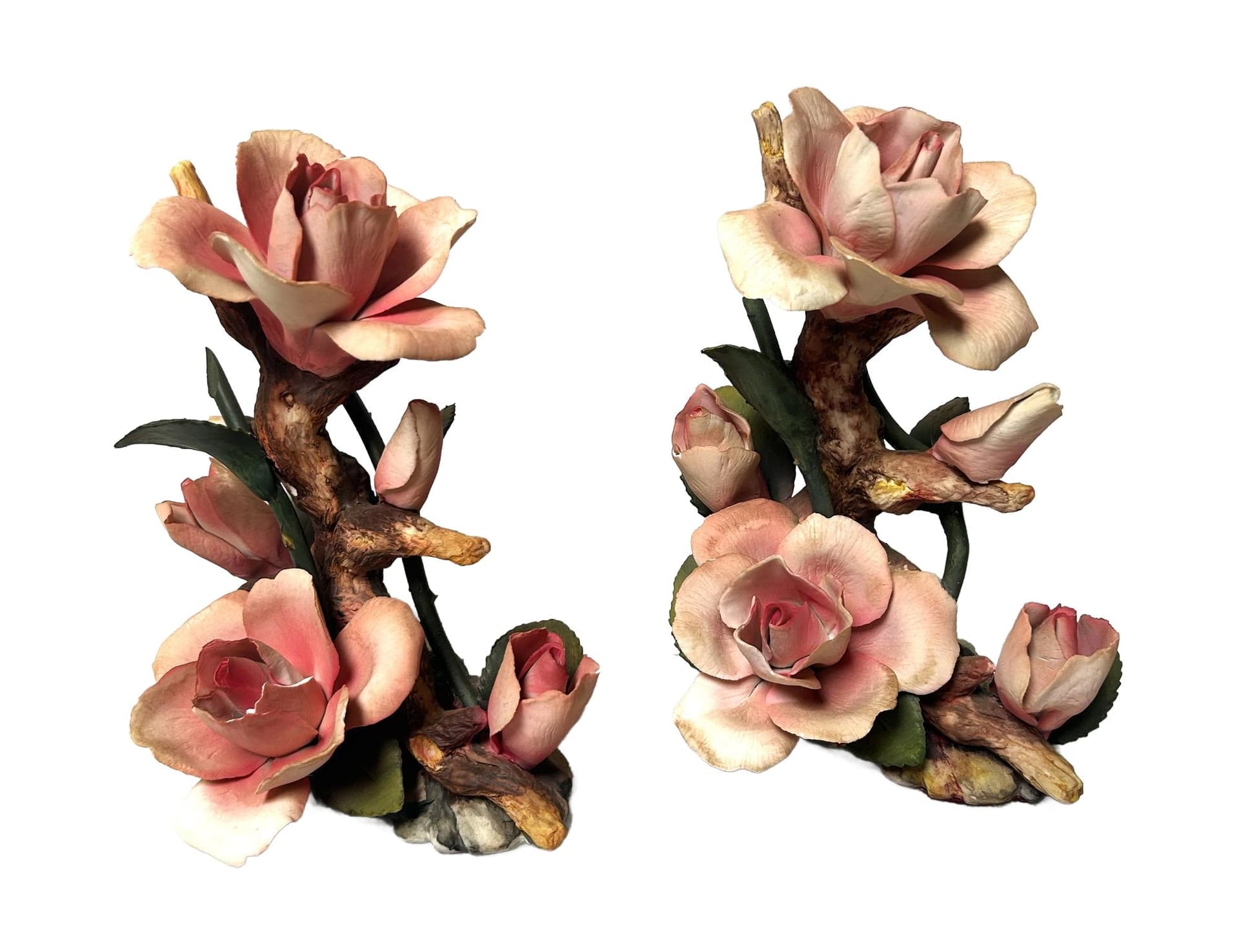 Rose Arrangement, Capodimonte, pink, porcelain, Italy, 1970s.
