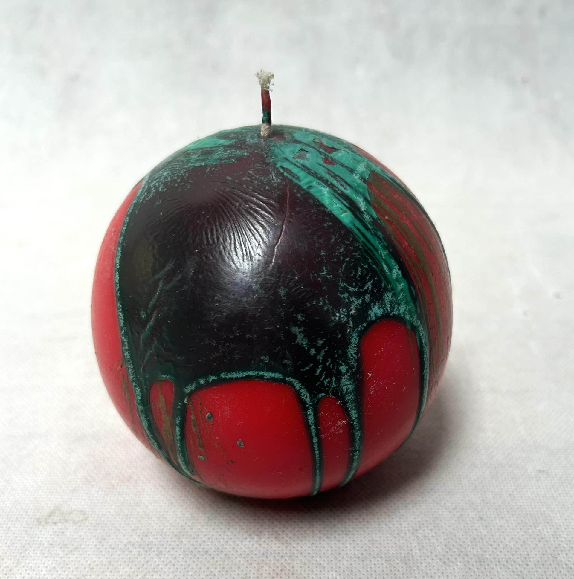 Spherical candle, red, green - 313241