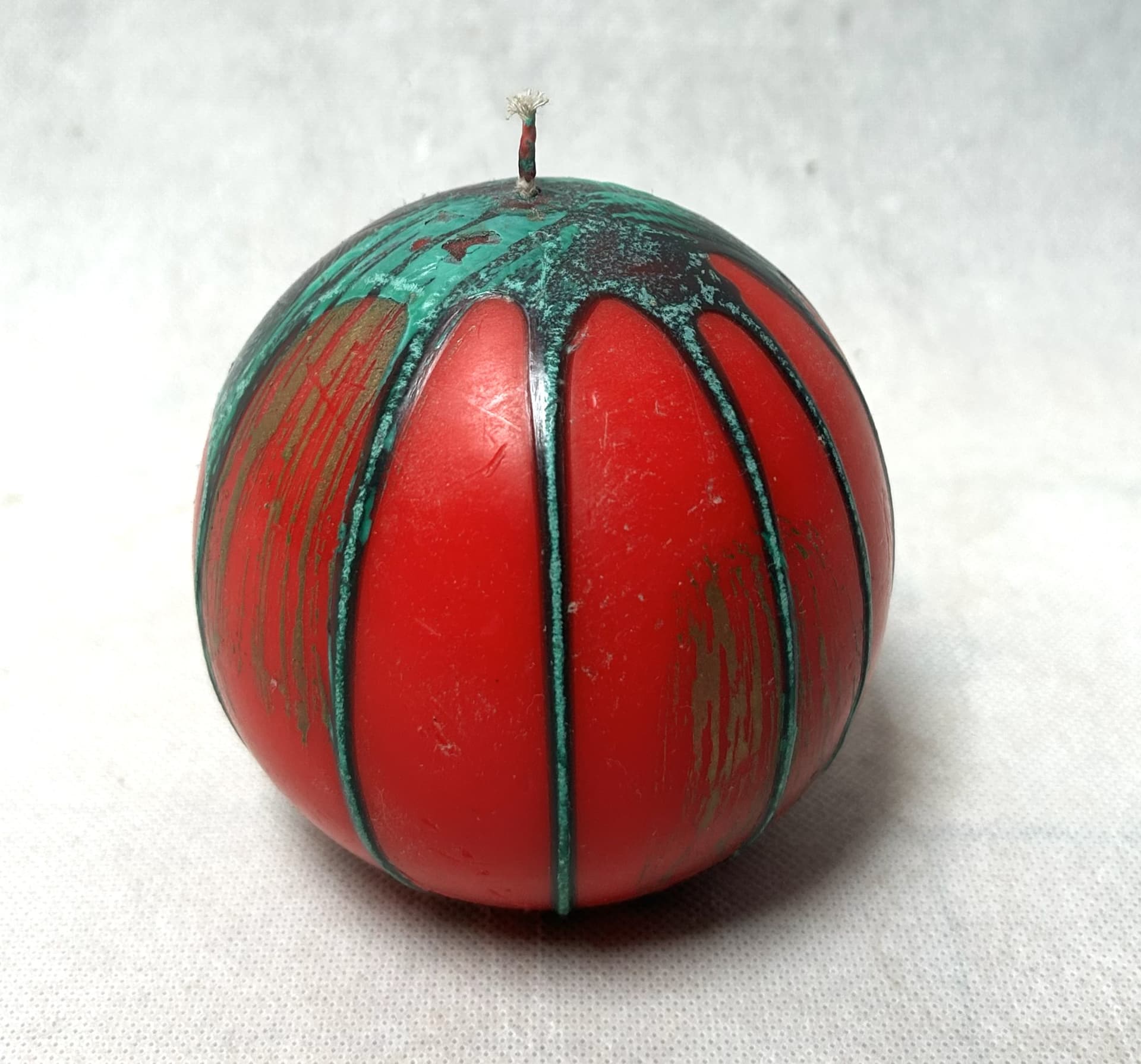 Spherical candle, red, green - 313238