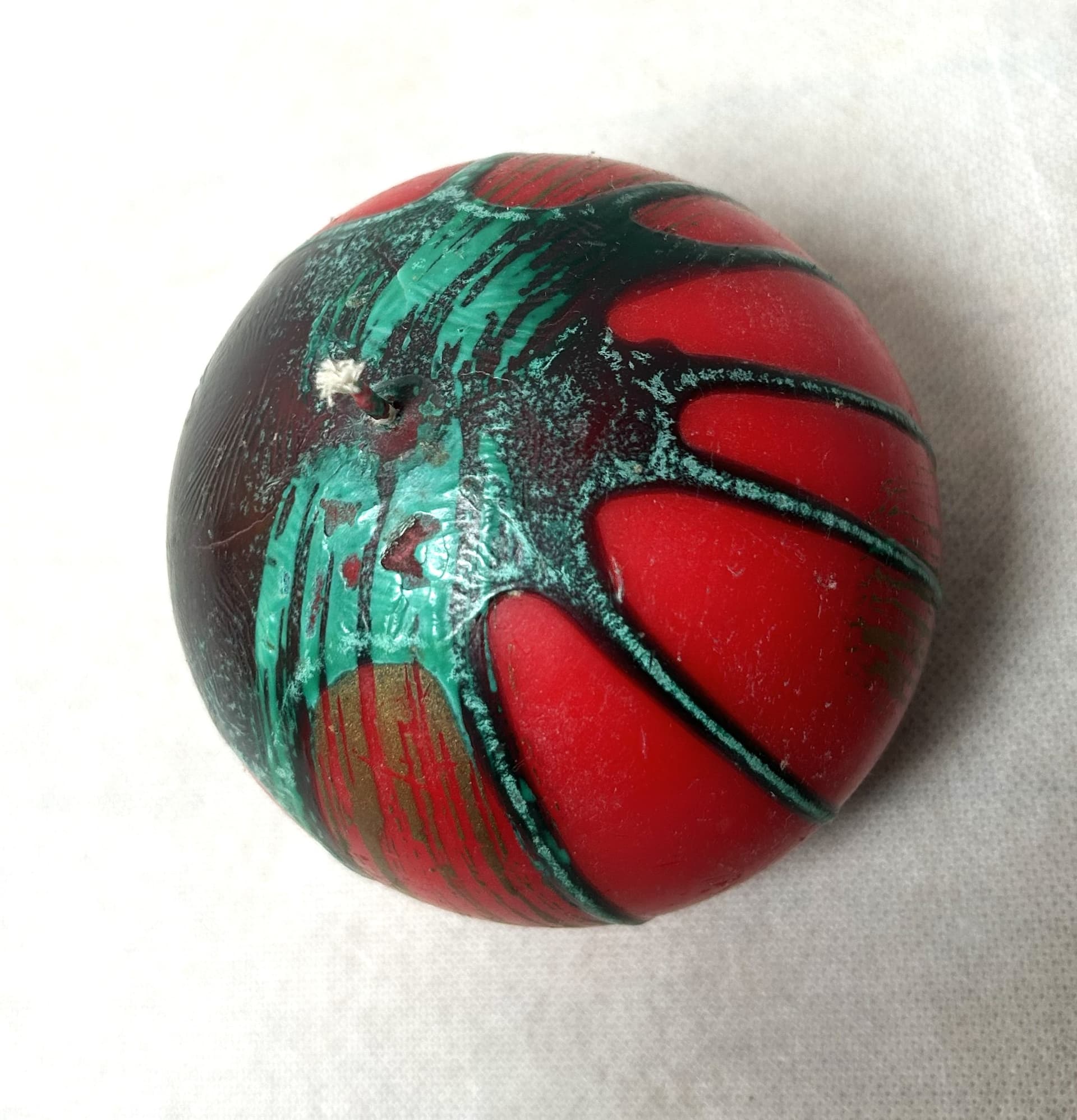 Spherical candle, red, green - 313239