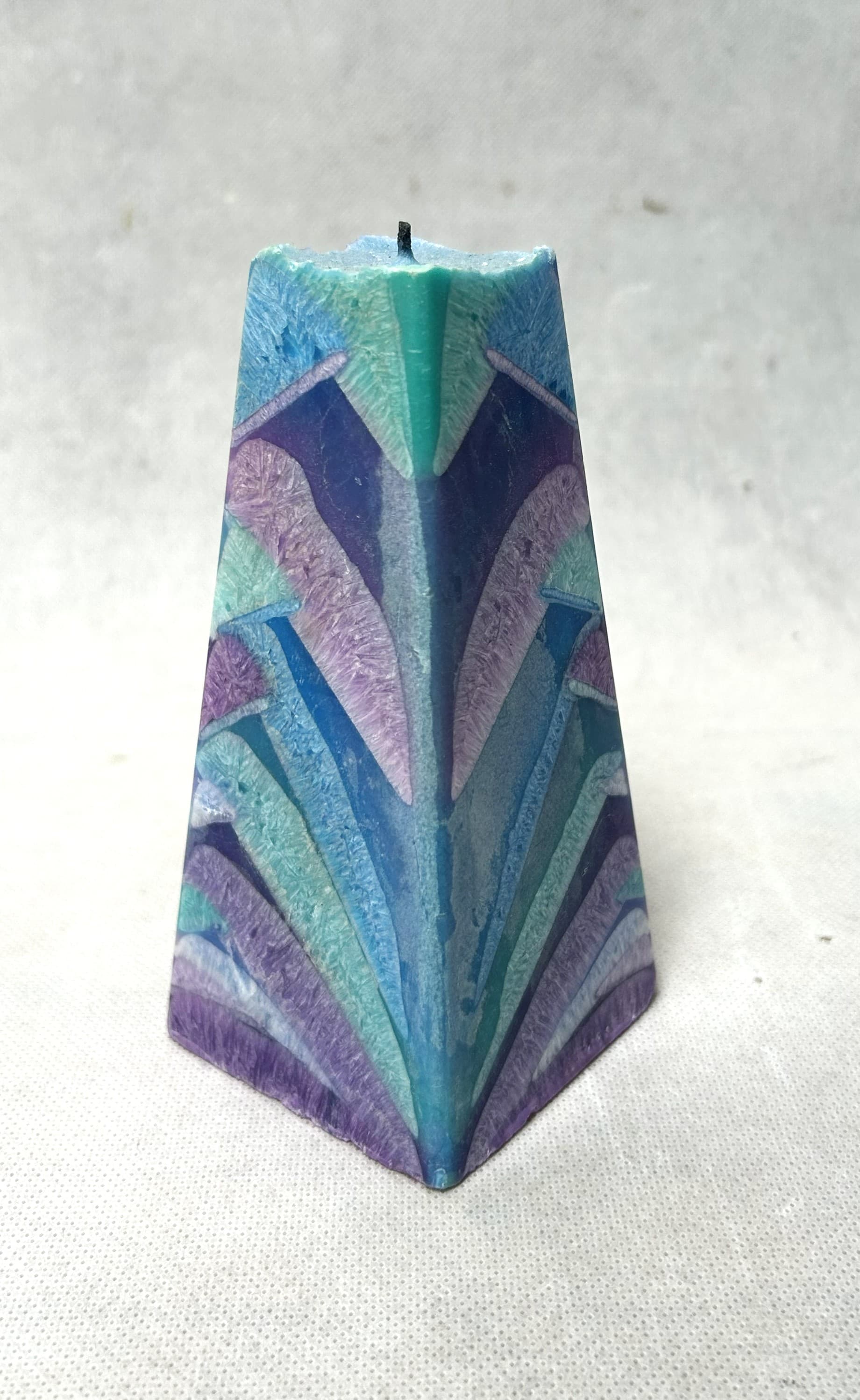 Decorative Candle Art Deco, blue, purple, green, wax - 313254