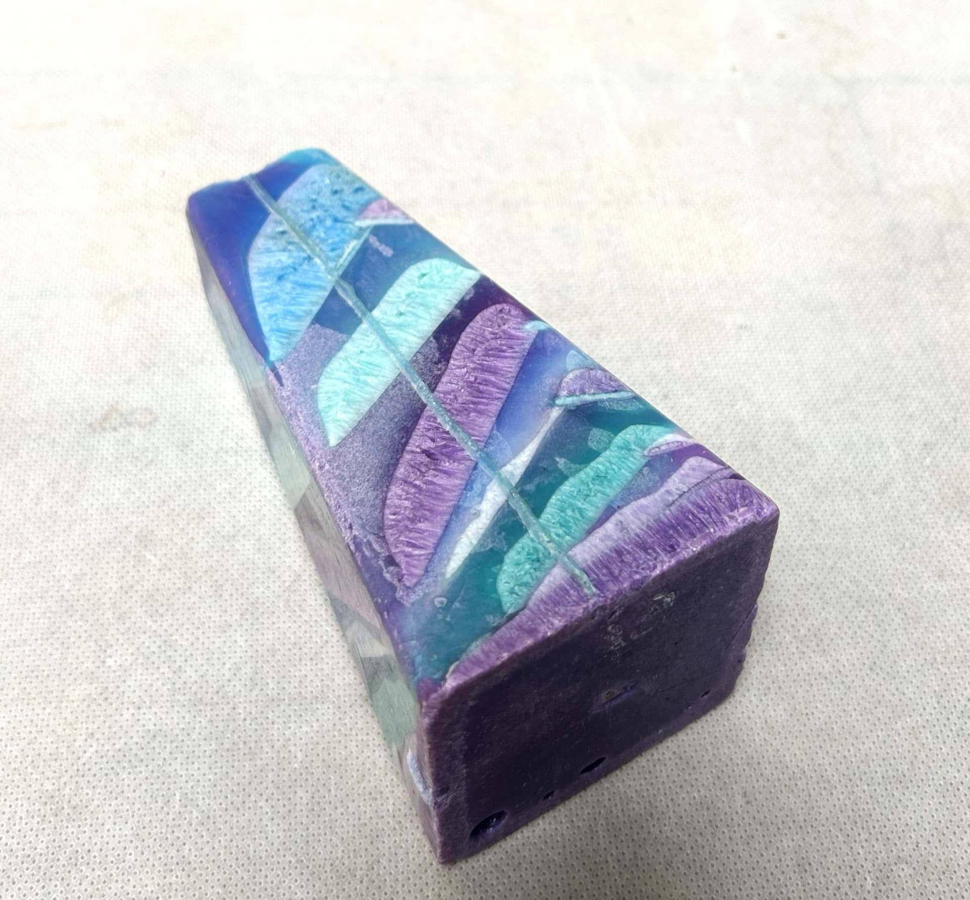 Decorative Candle Art Deco, blue, purple, green, wax - 313253