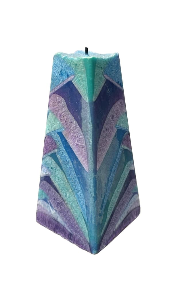 Decorative Candle Art Deco, blue, purple, green, wax - DIMENSION