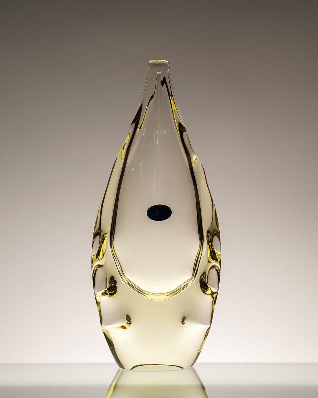 Vase, lime yellow, glass, by M. Klinger, Czech Republic, 1990s. - 313269