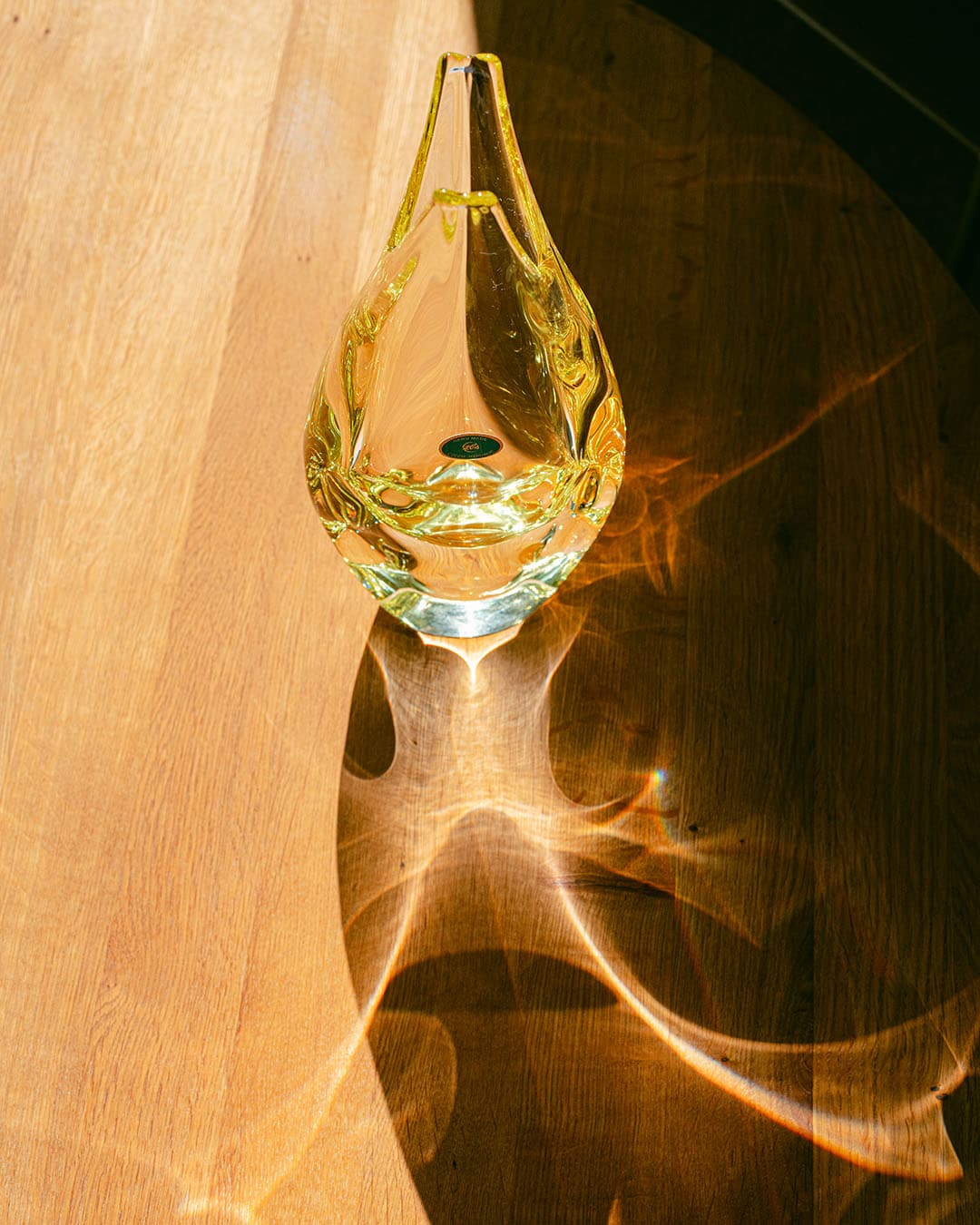 Vase, lime yellow, glass, by M. Klinger, Czech Republic, 1990s. - 313267