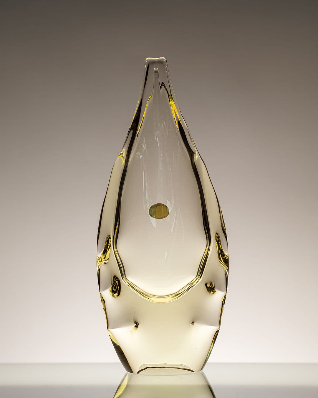 Vase, lime yellow, glass, by M. Klinger, Czech Republic, 1990s. - 313272