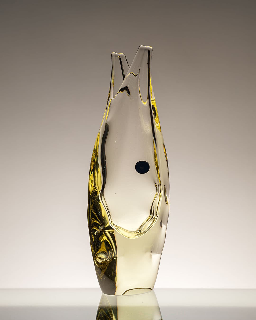 Vase, lime yellow, glass, by M. Klinger, Czech Republic, 1990s. - 313270