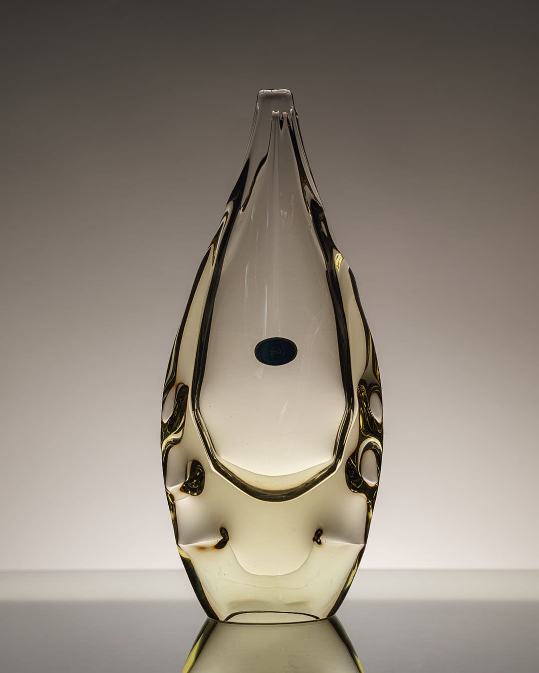 Vase, lime yellow, glass, by M. Klinger, Czech Republic, 1990s. - 313273