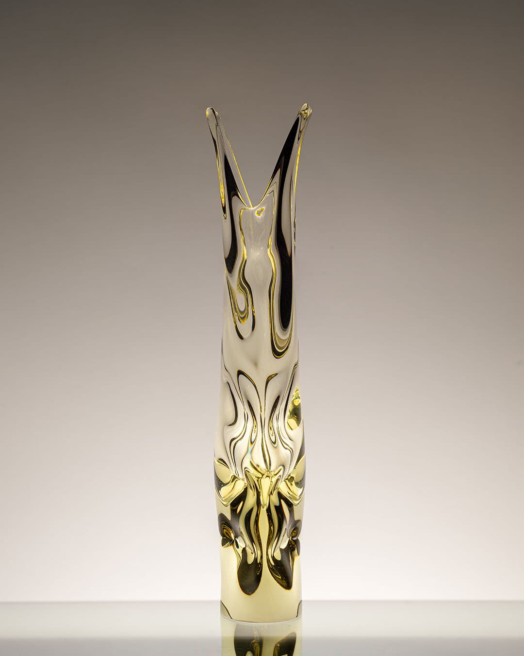 Vase, lime yellow, glass, by M. Klinger, Czech Republic, 1990s. - 313271