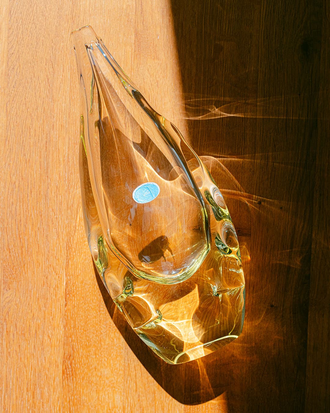 Vase, lime yellow, glass, by M. Klinger, Czech Republic, 1990s. - 313268