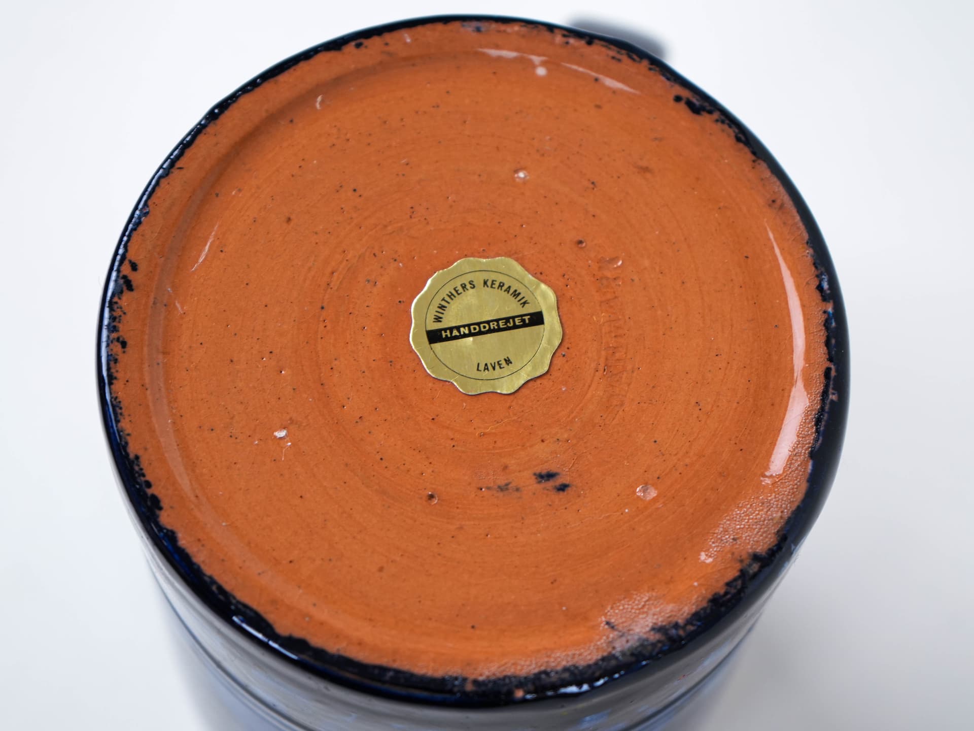 Kufel, kobaltowy granat, ceramika, Winthers Keramik, Dania, lata 70. - 313407
