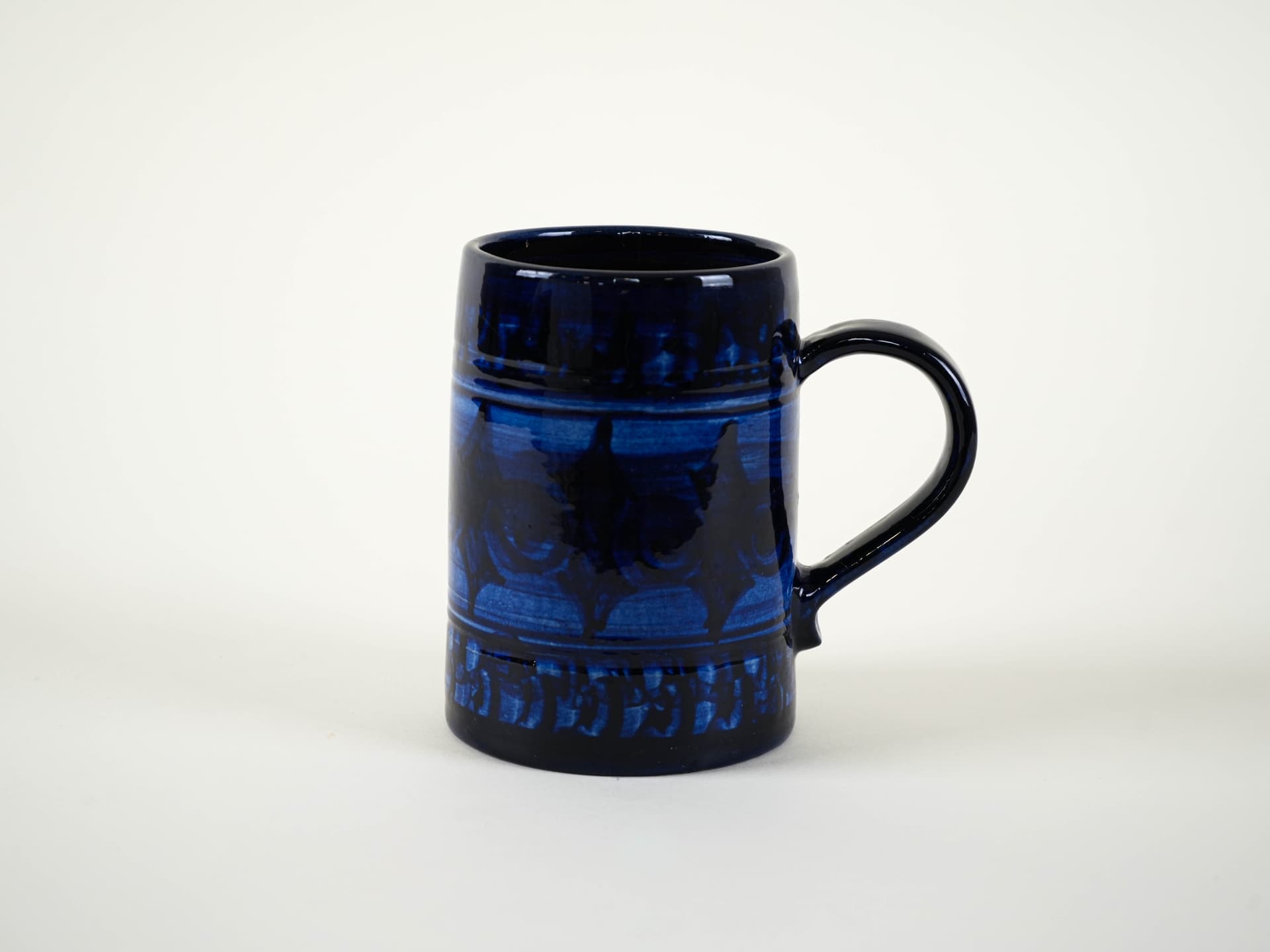 Kufel, kobaltowy granat, ceramika, Winthers Keramik, Dania, lata 70. - 313405