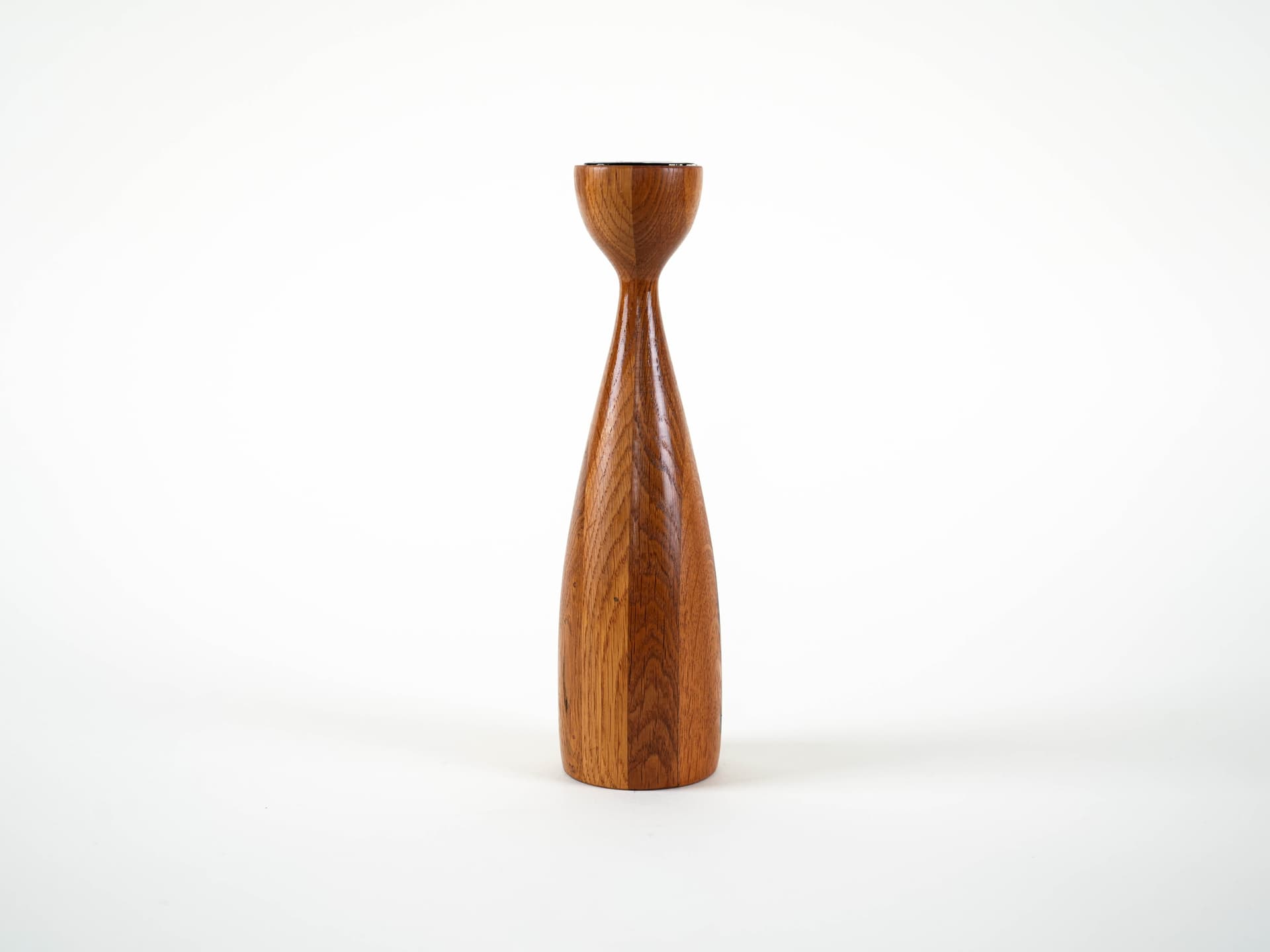 Candlestick, brown teak, Denmark, 1970s. - 313473