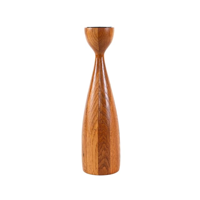Candlestick, brown teak, Denmark, 1970s. - DIMENSION