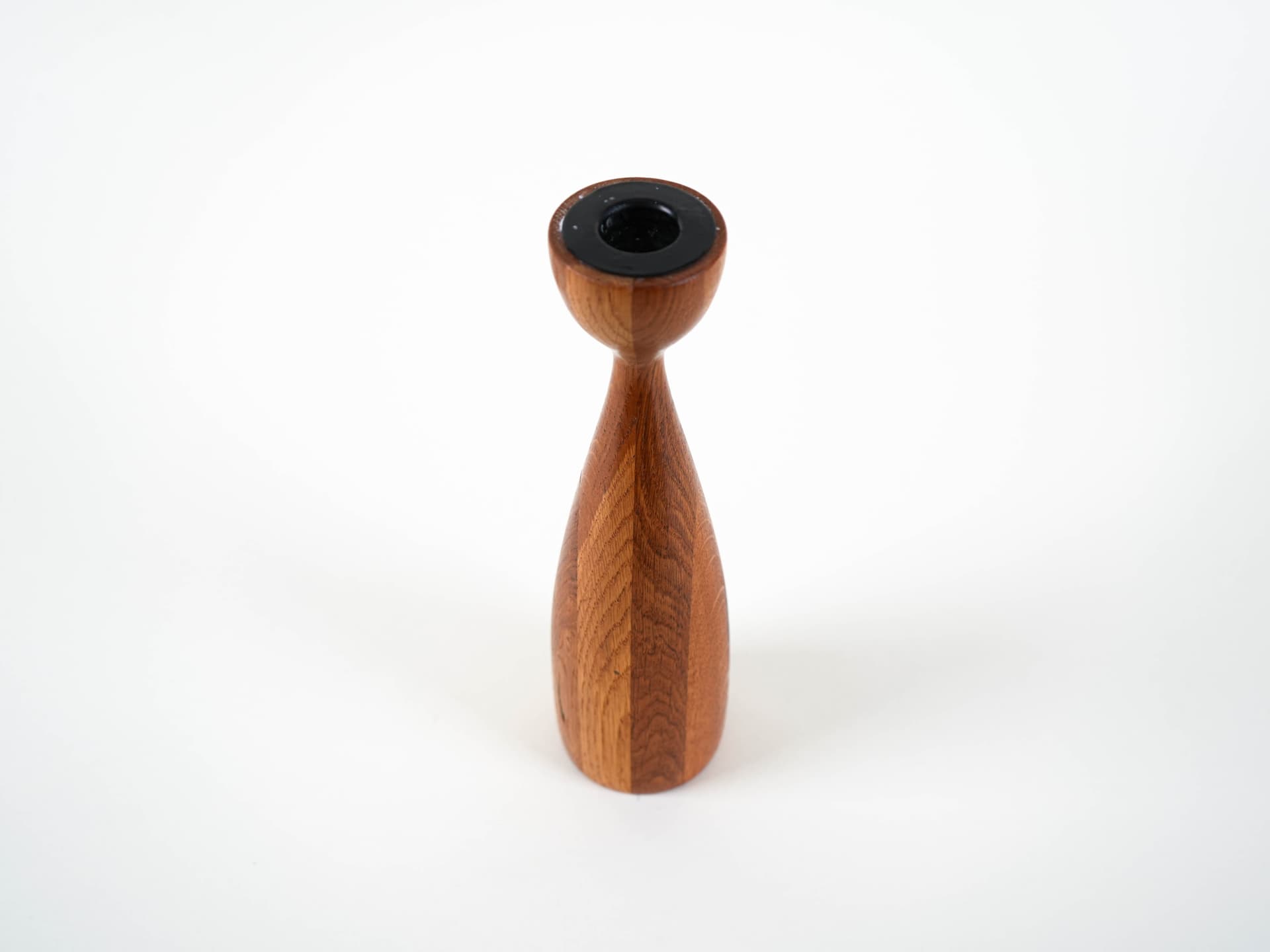 Candlestick, brown teak, Denmark, 1970s. - 313470