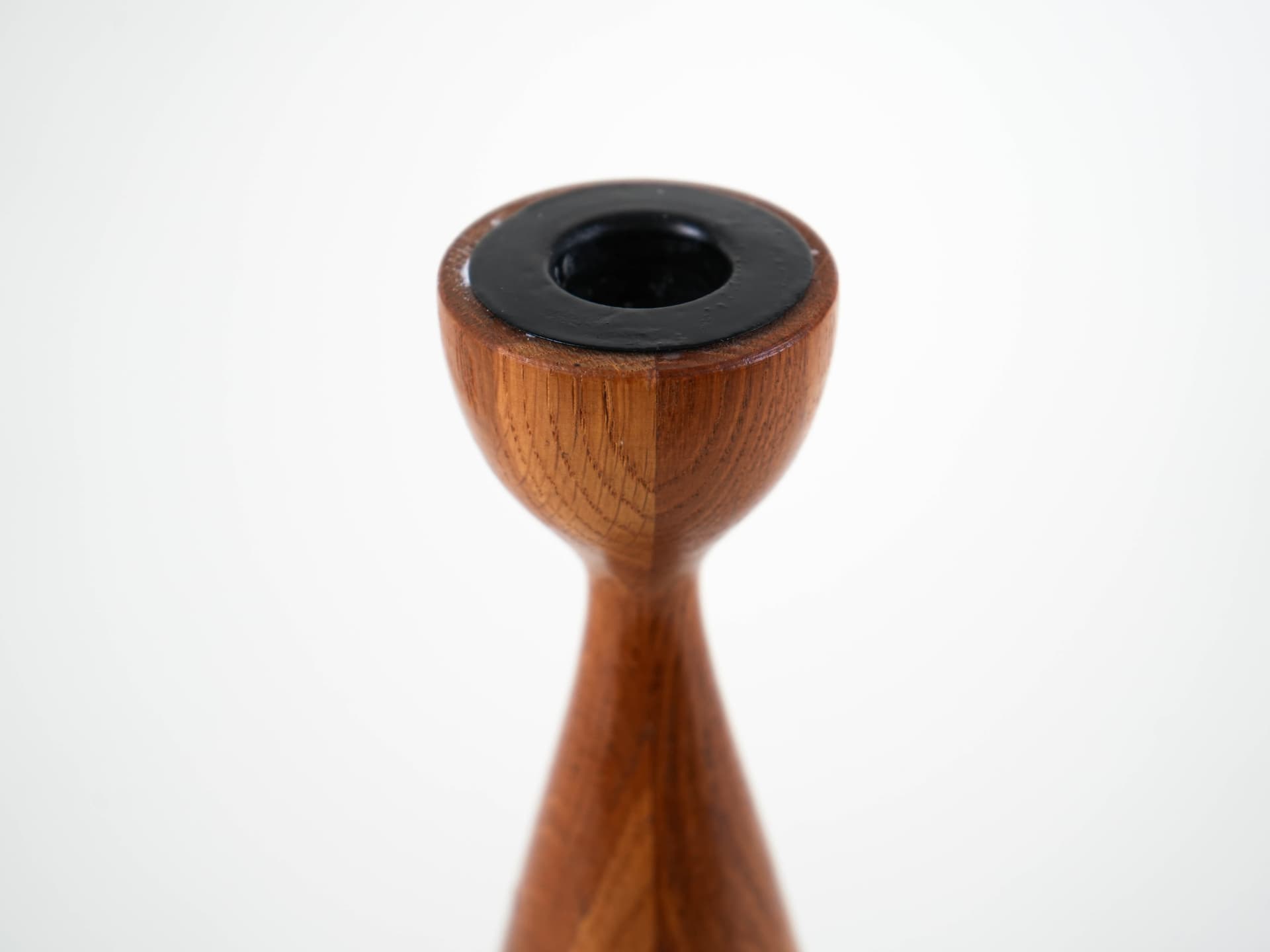 Candlestick, brown teak, Denmark, 1970s. - 313472