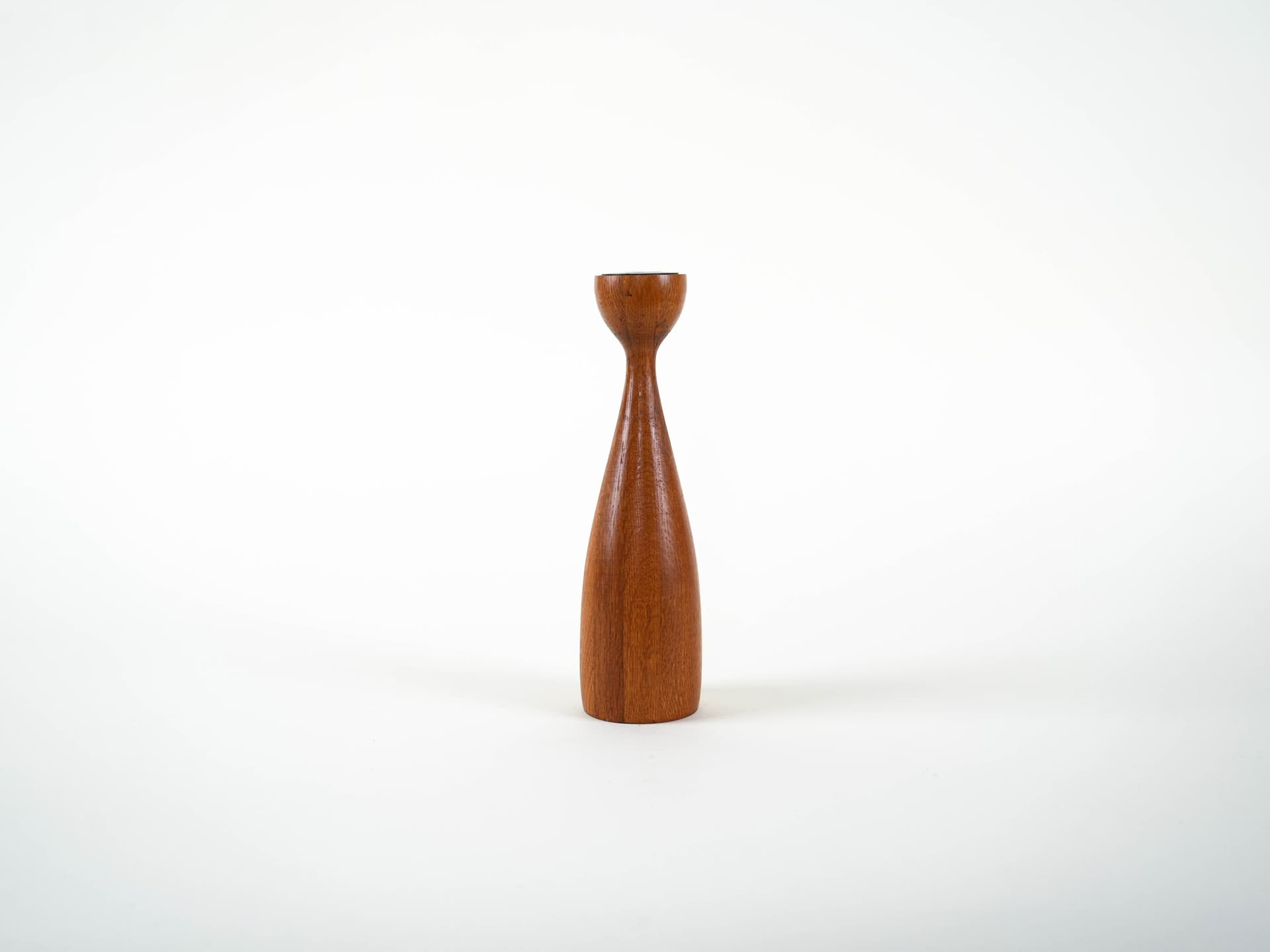Candlestick, brown teak, Denmark, 1970s. - 313486