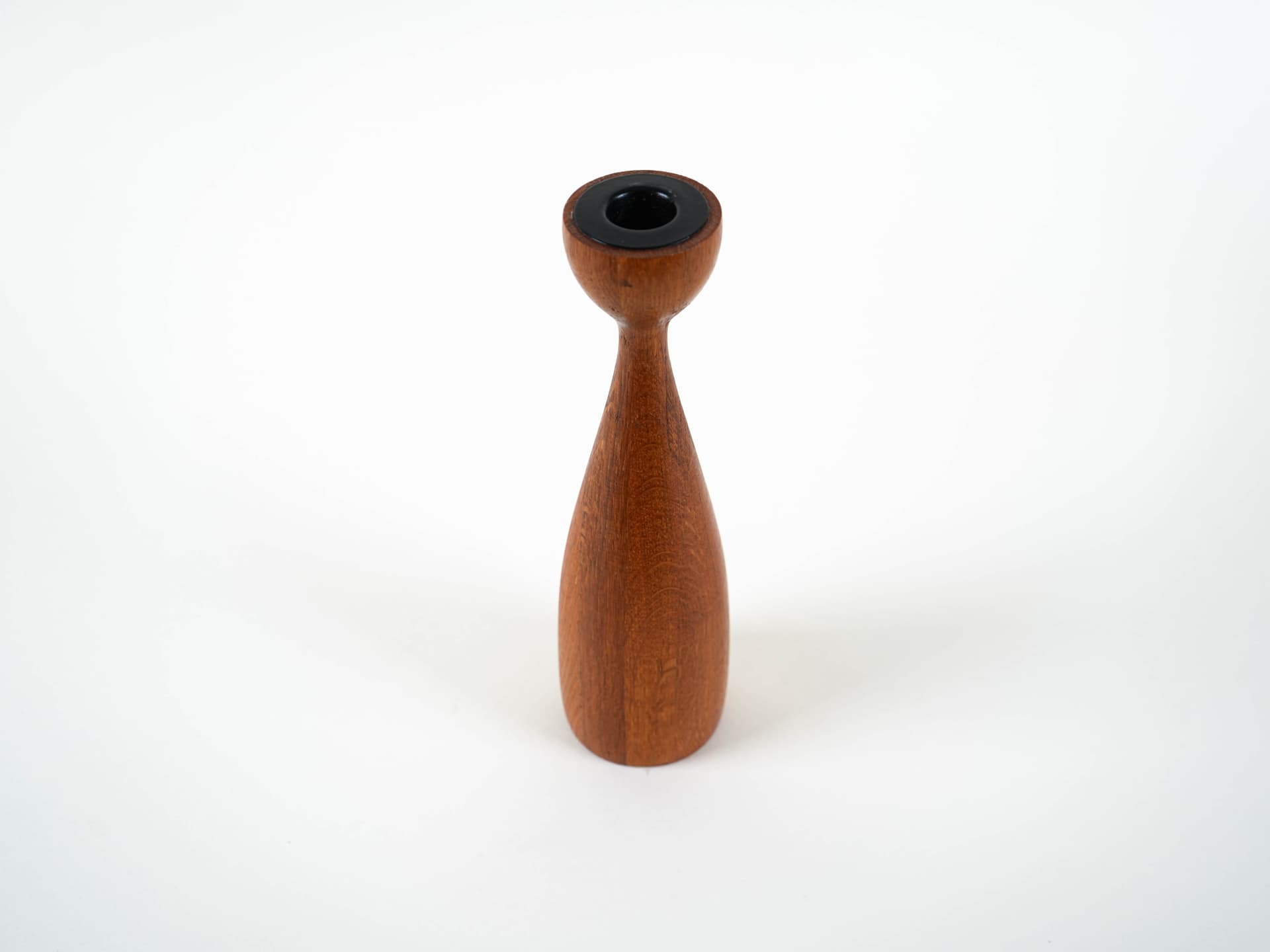Candlestick, brown teak, Denmark, 1970s. - 313484