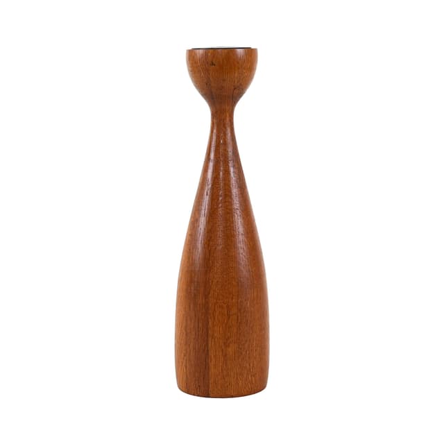 Candlestick, brown teak, Denmark, 1970s. - DIMENSION