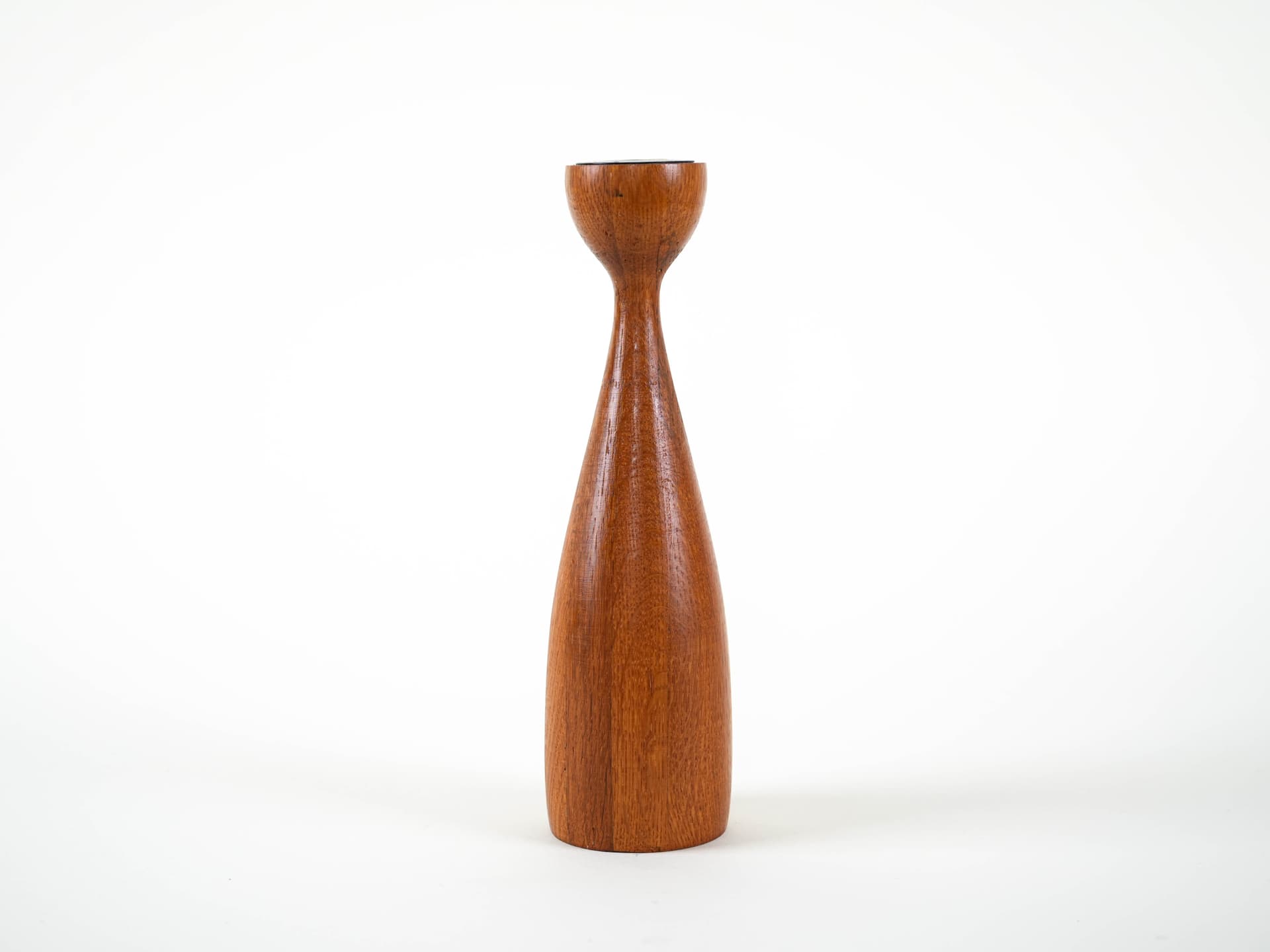 Candlestick, brown teak, Denmark, 1970s. - 313485