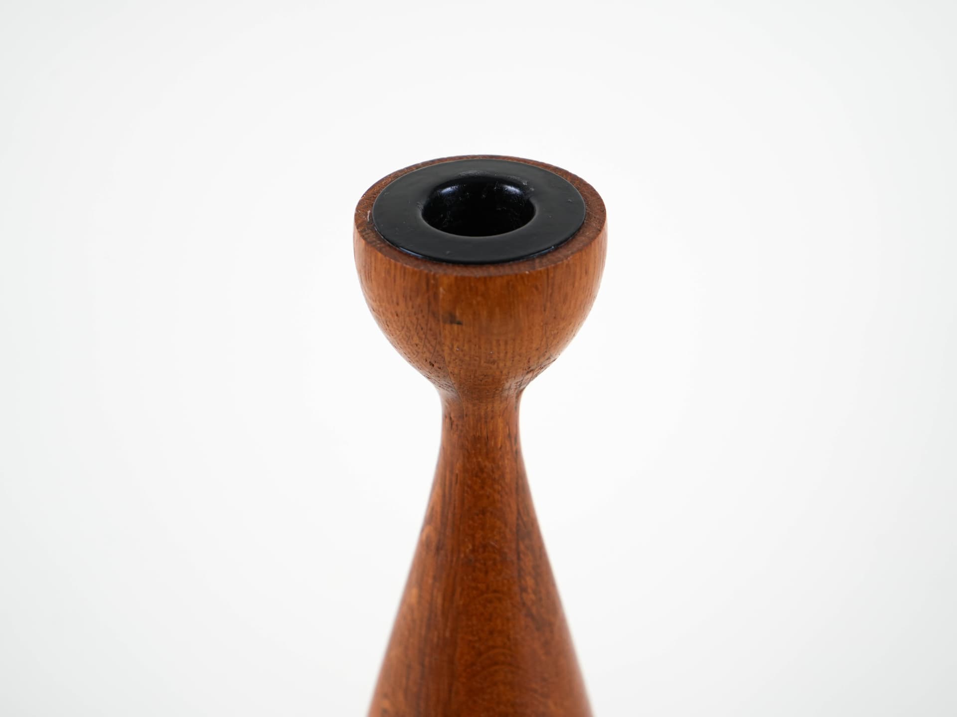 Candlestick, brown teak, Denmark, 1970s. - 313487
