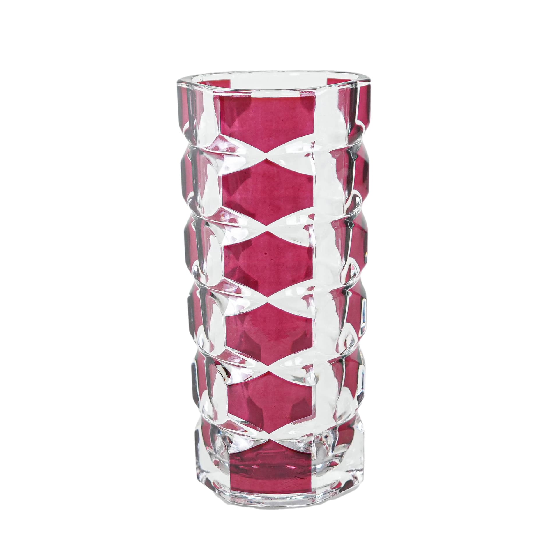 Vase Windsor, pink transparent glass, by J.G. Durand, Luminarc, France, 1970s.