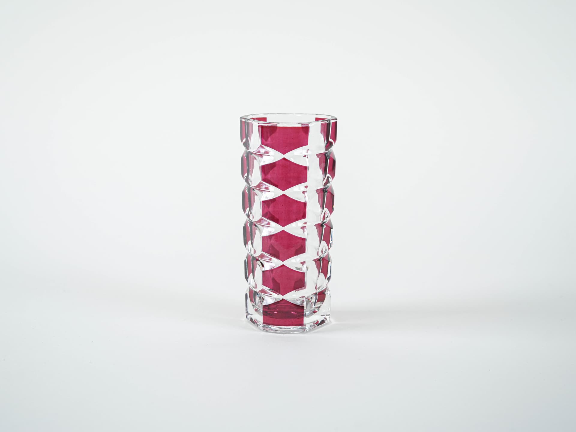 Vase Windsor, pink transparent glass, by J.G. Durand, Luminarc, France, 1970s. - 313504