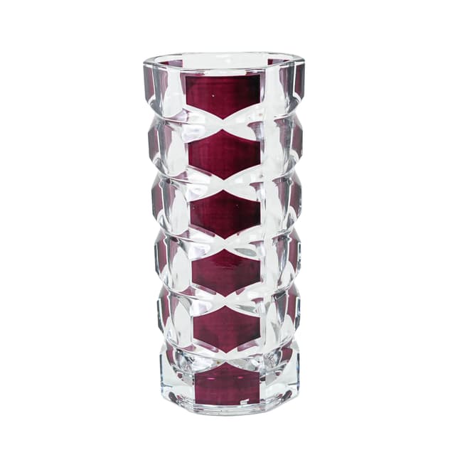 Vase Windsor, transparent pink glass, by J.G. Durand, Luminarc, France, 1970s. - DIMENSION