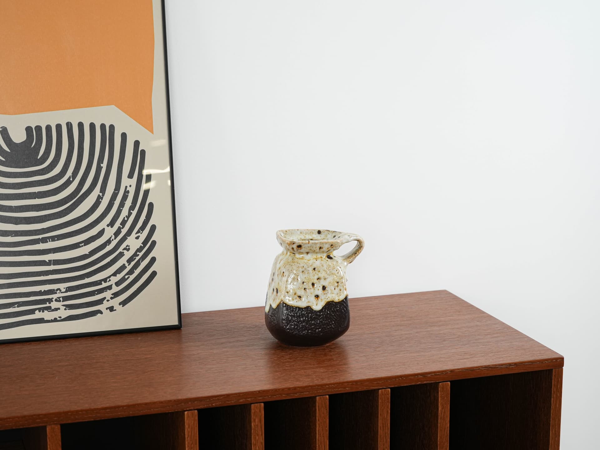 Vase, beige brown black ceramics, Denmark, 1960s. - 313527