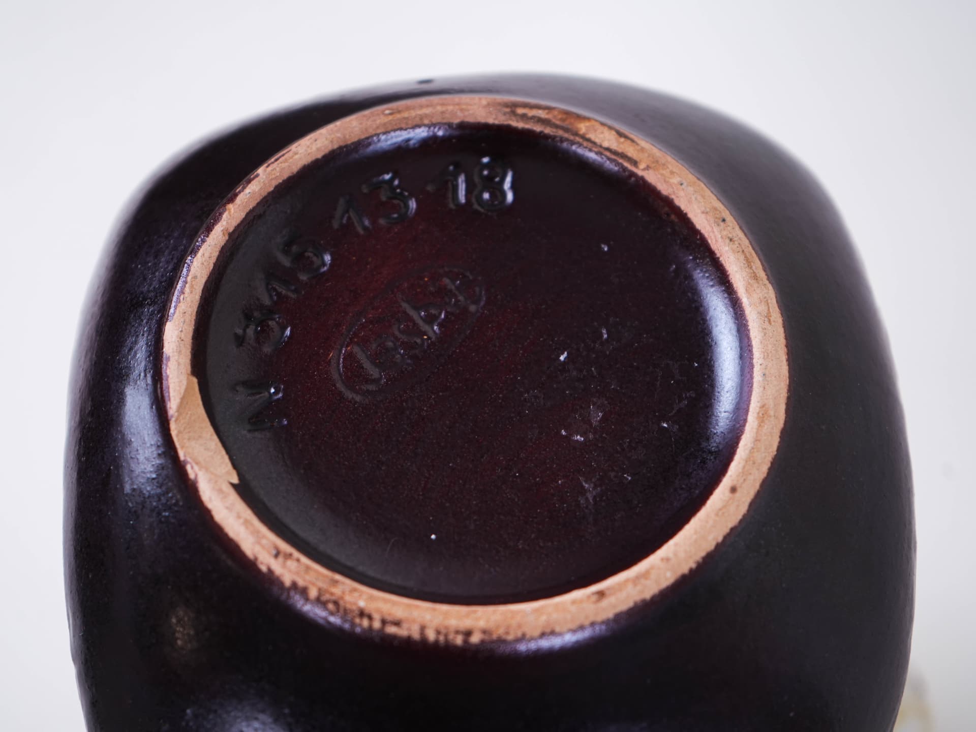 Vase, beige brown black ceramics, Denmark, 1960s. - 313526