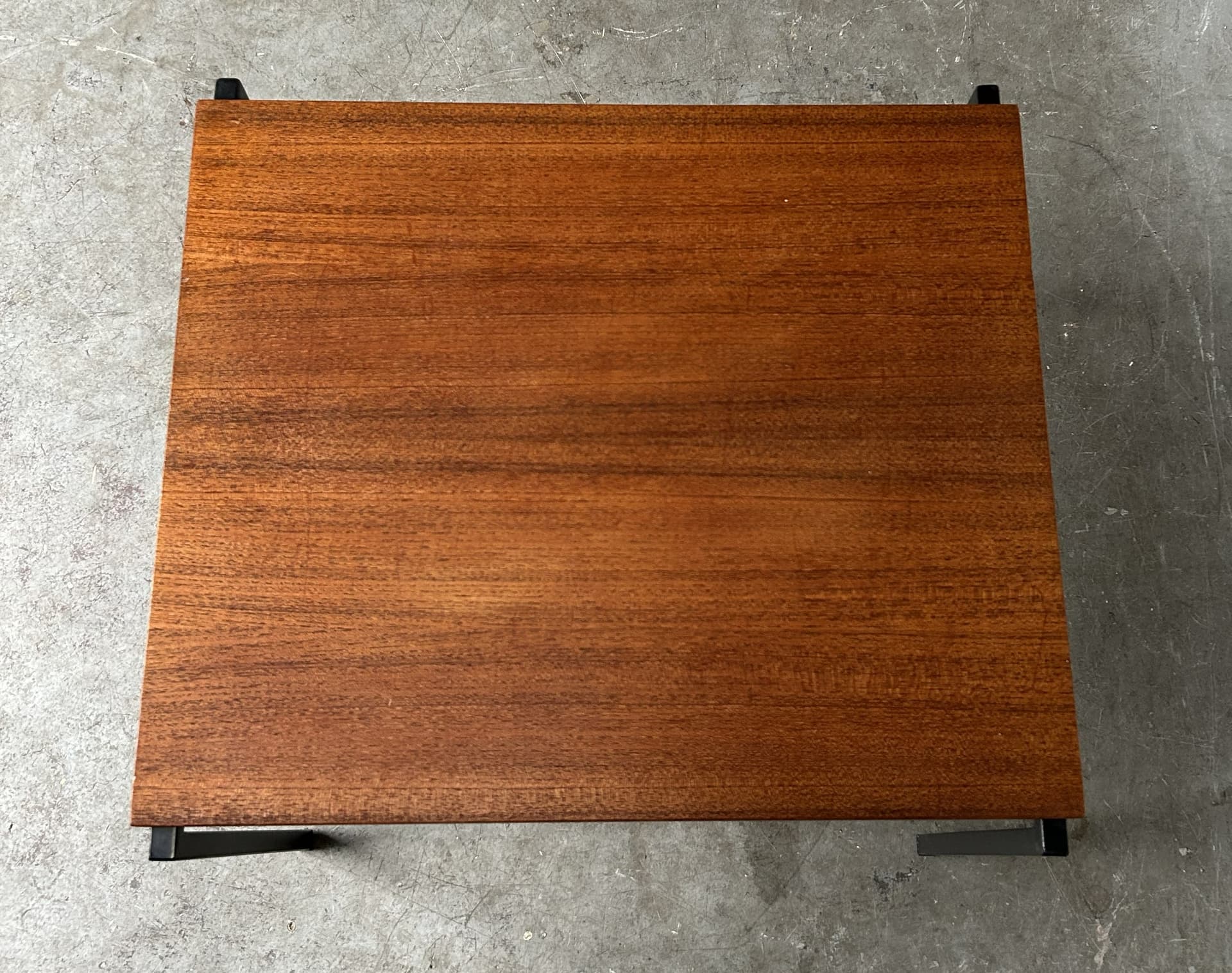 Side table, brown teak, black metal, 1970s. - 313552