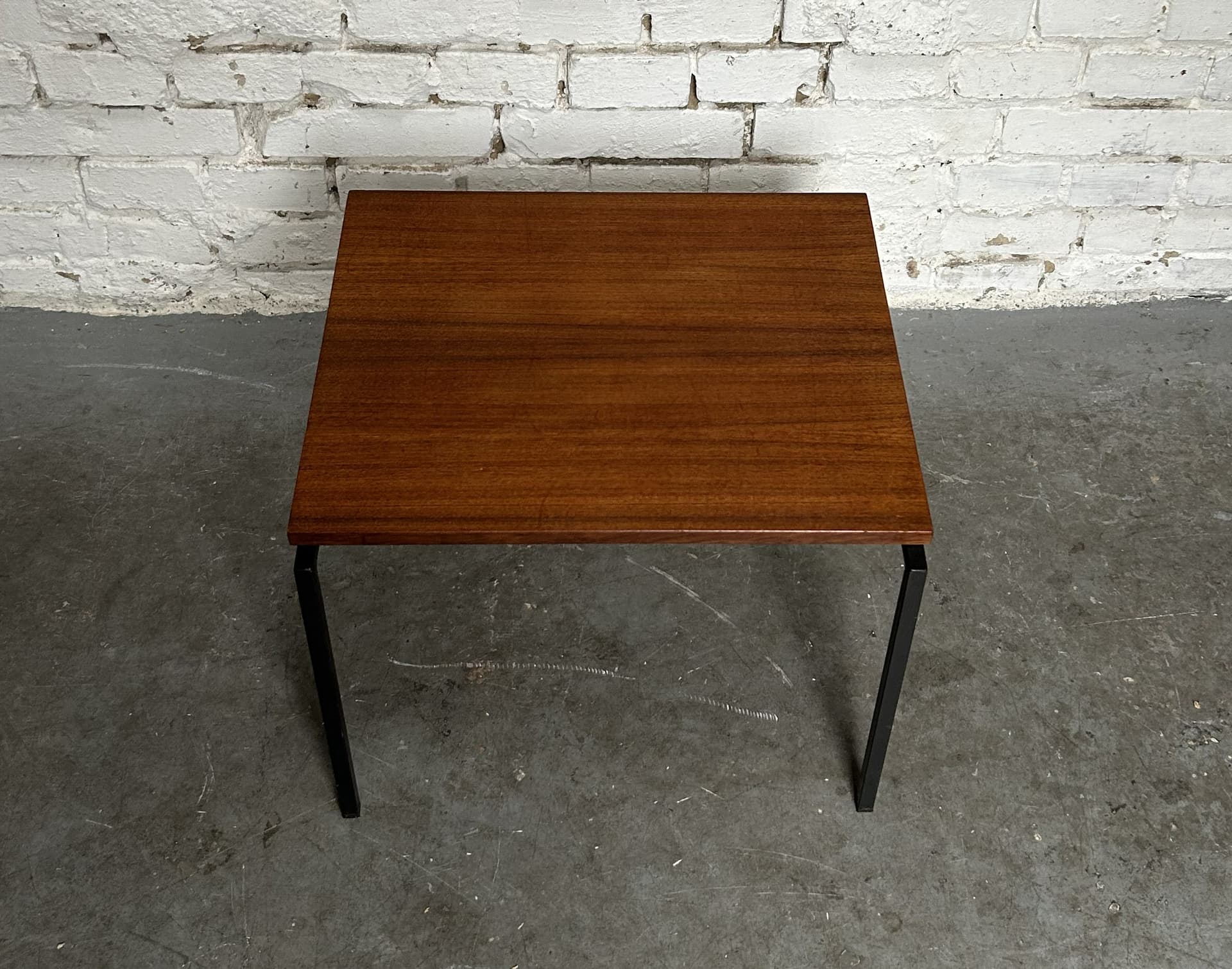 Side table, brown teak, black metal, 1970s. - 313546