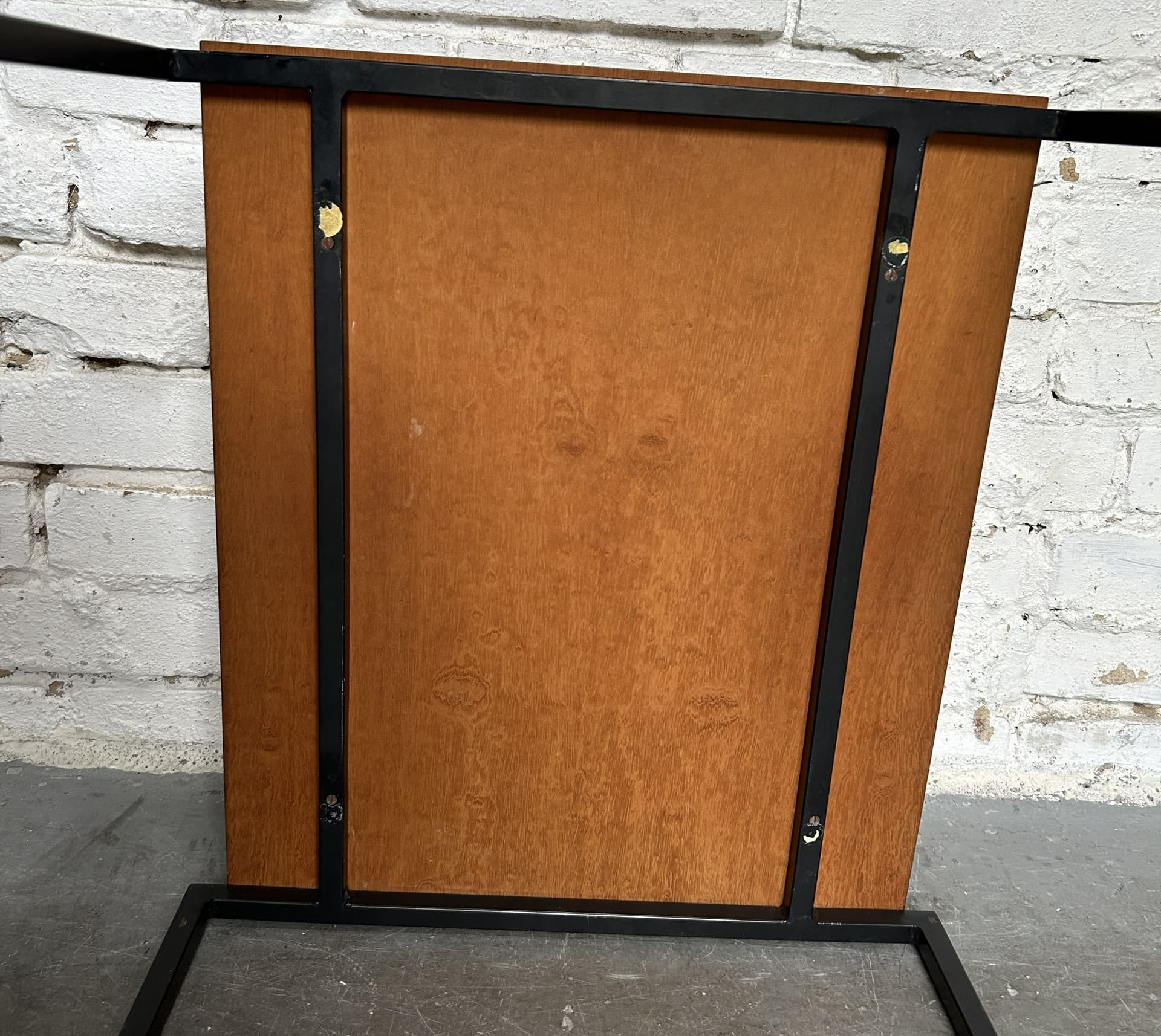 Side table, brown teak, black metal, 1970s. - 313554