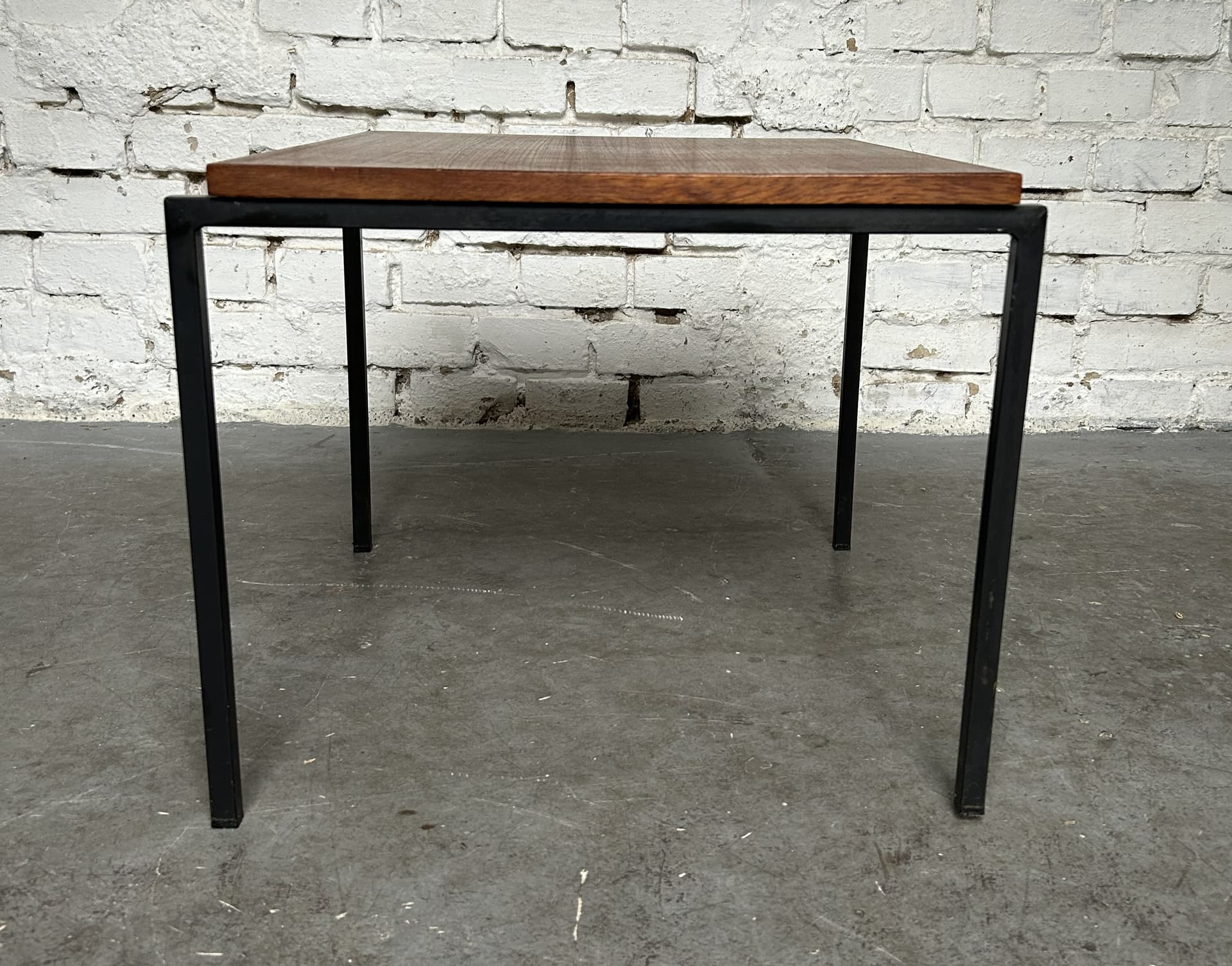 Side table, brown teak, black metal, 1970s. - 313553