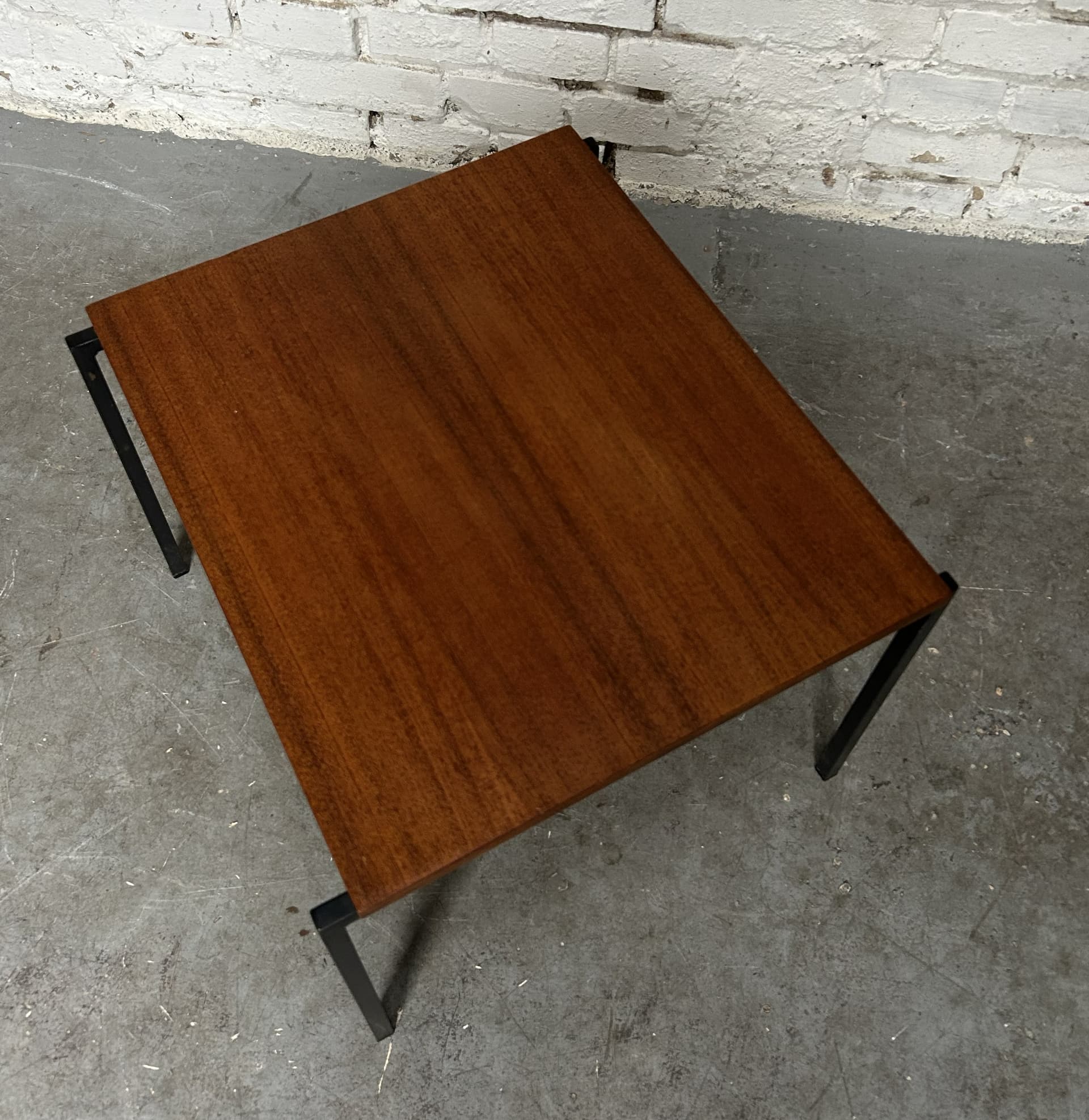 Side table, brown teak, black metal, 1970s. - 313547