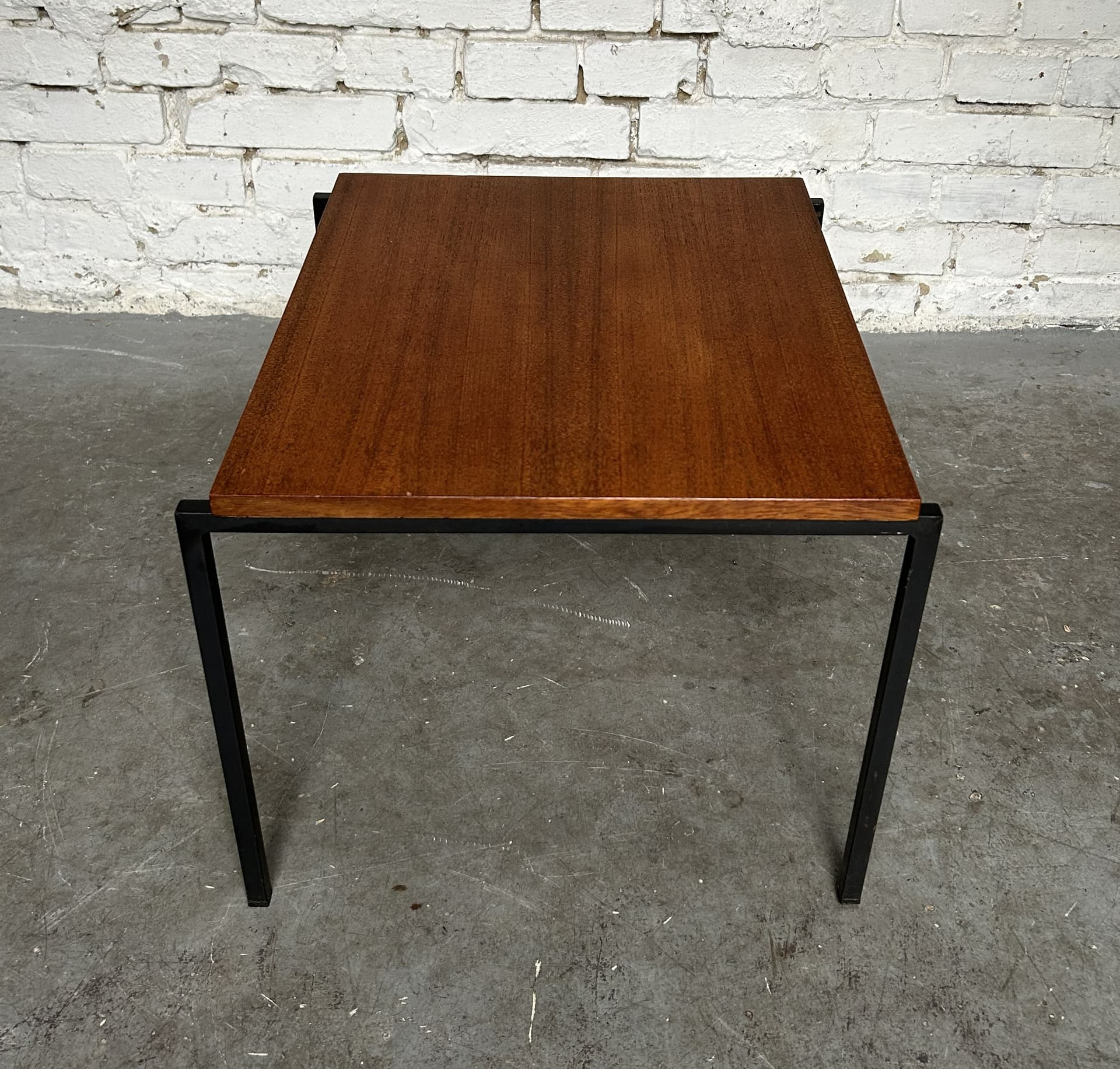 Side table, brown teak, black metal, 1970s. - 313551