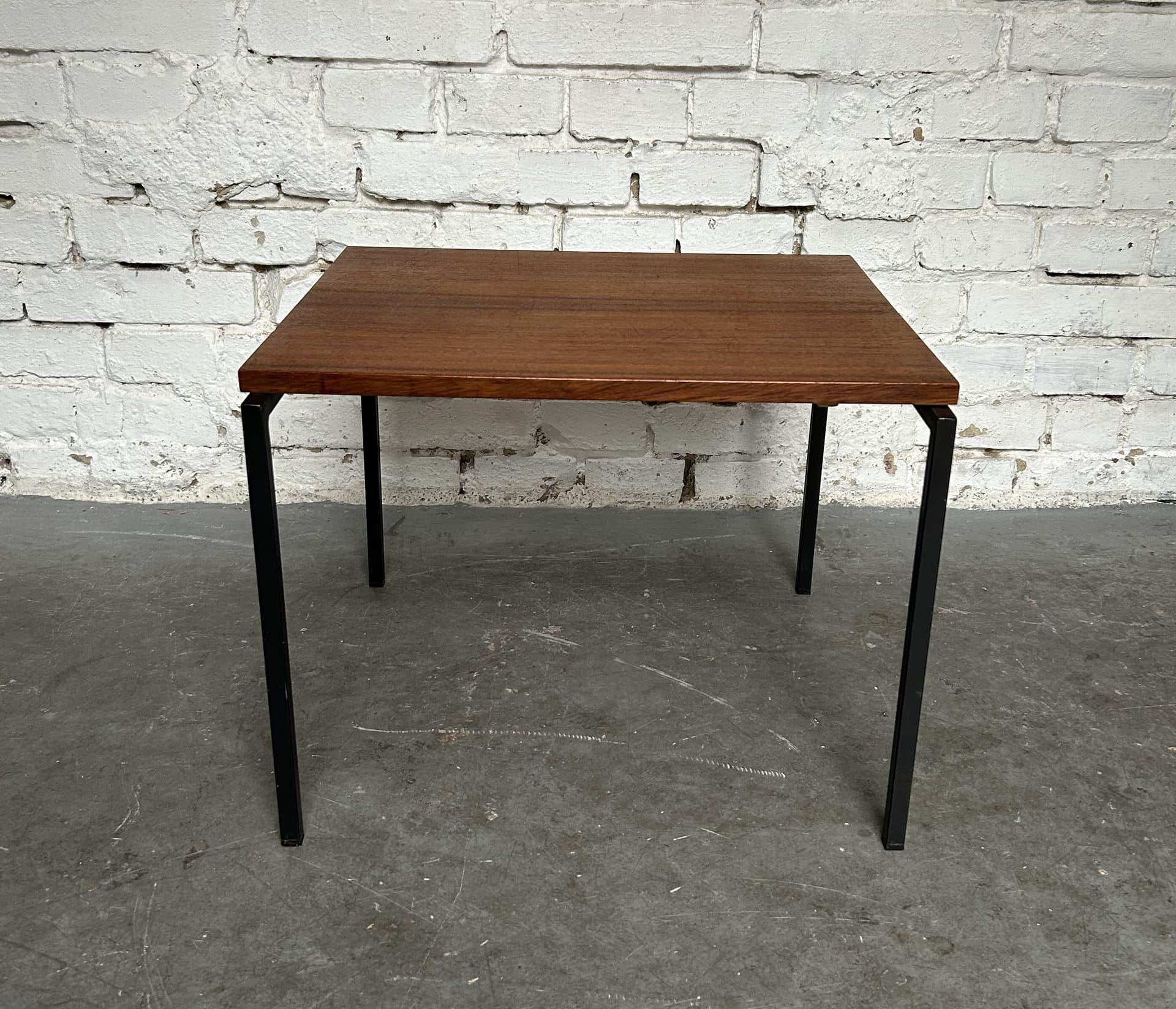 Side table, brown teak, black metal, 1970s. - 313550