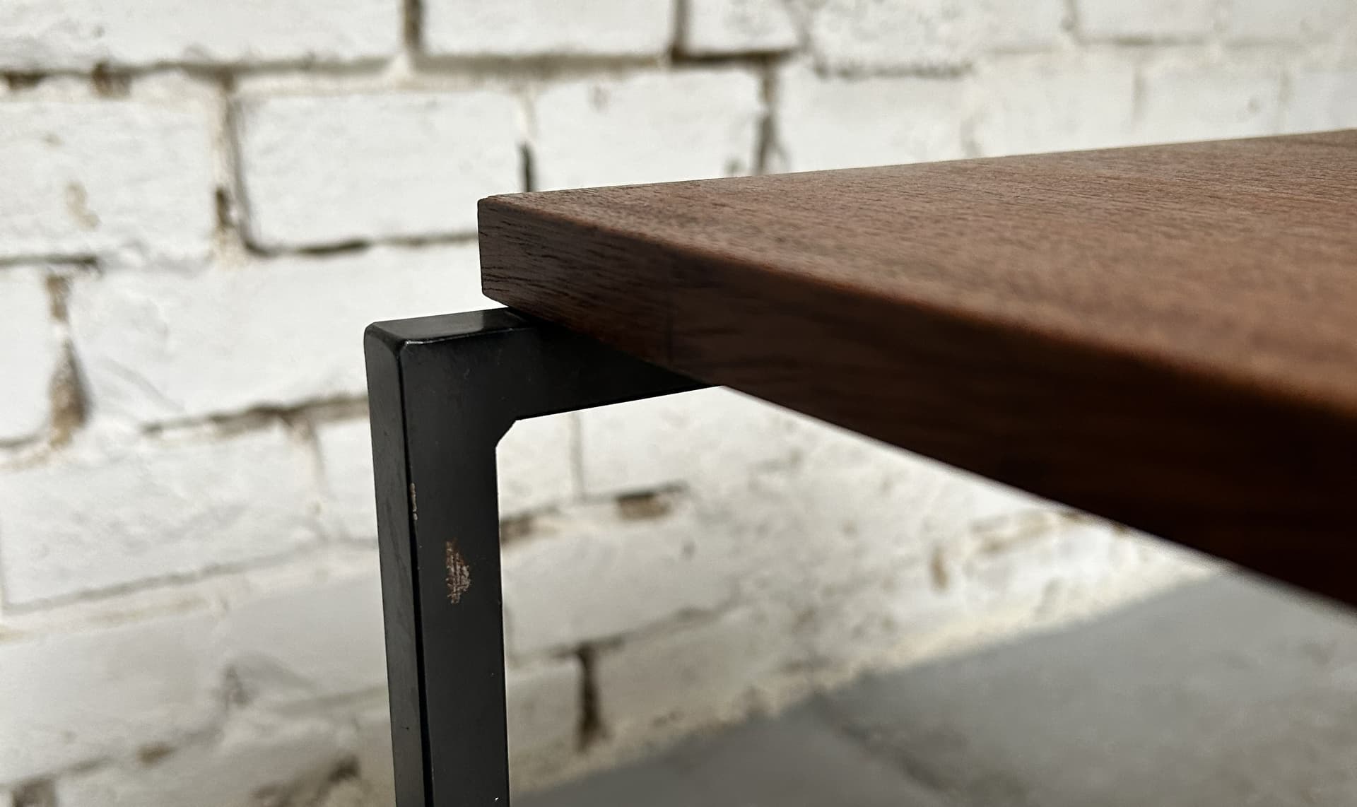 Side table, brown teak, black metal, 1970s. - 313548