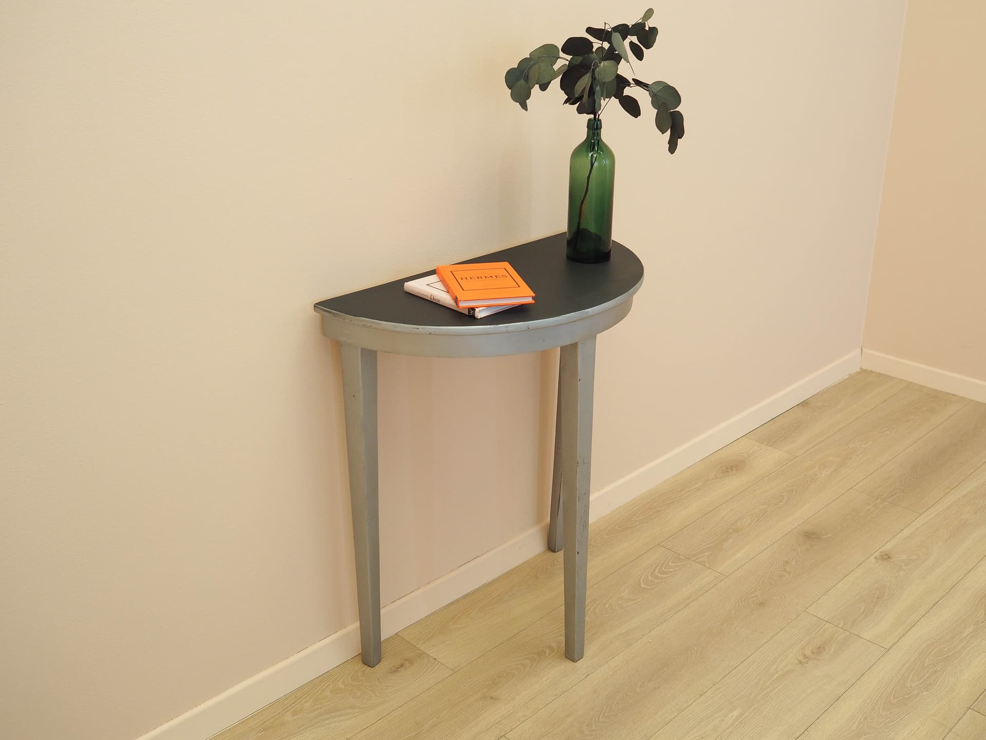 Console Table, black pine top, grey pine frame, Denmark, 1960s. - 313644