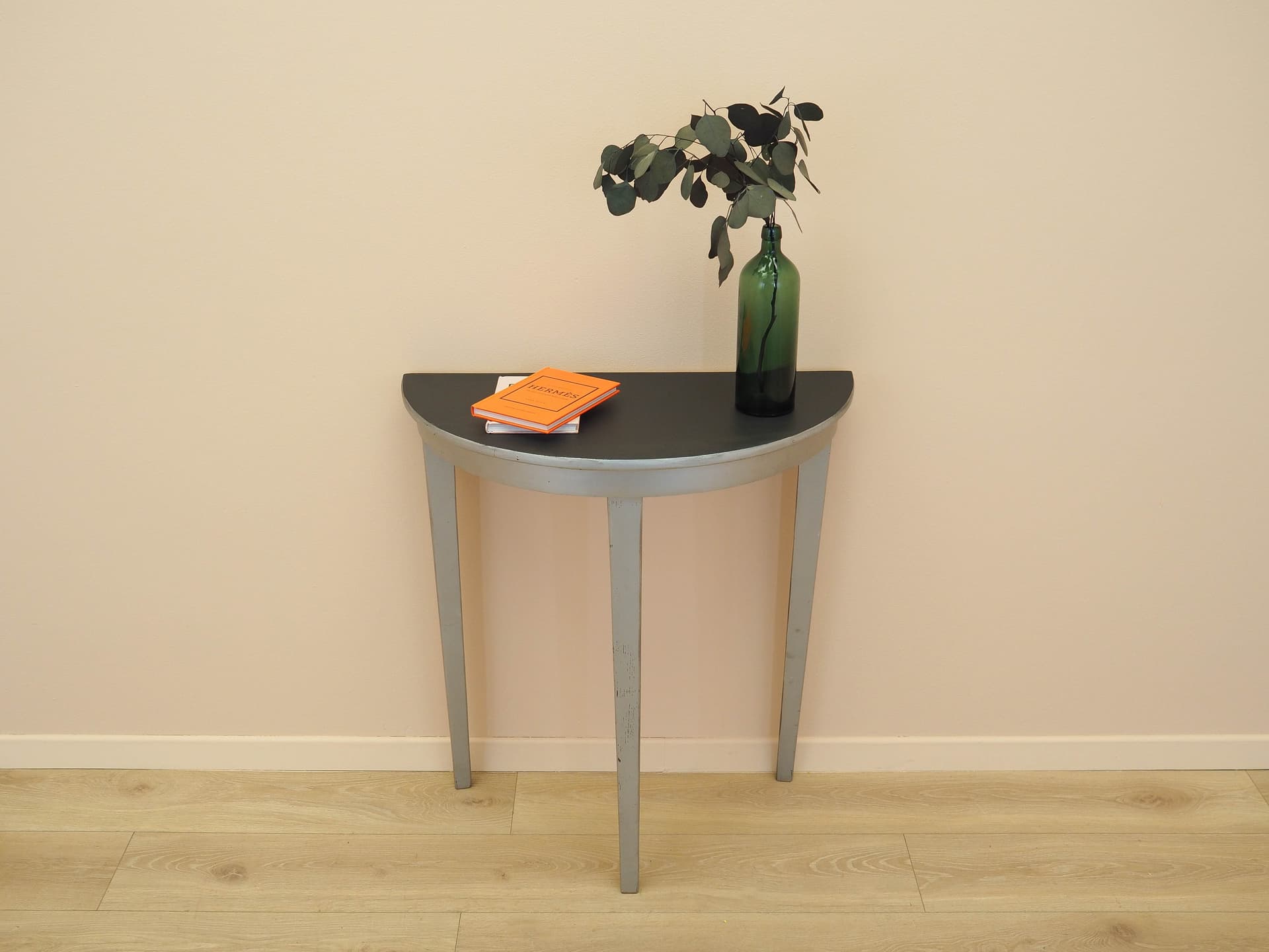Console Table, black pine top, grey pine frame, Denmark, 1960s. - 313646