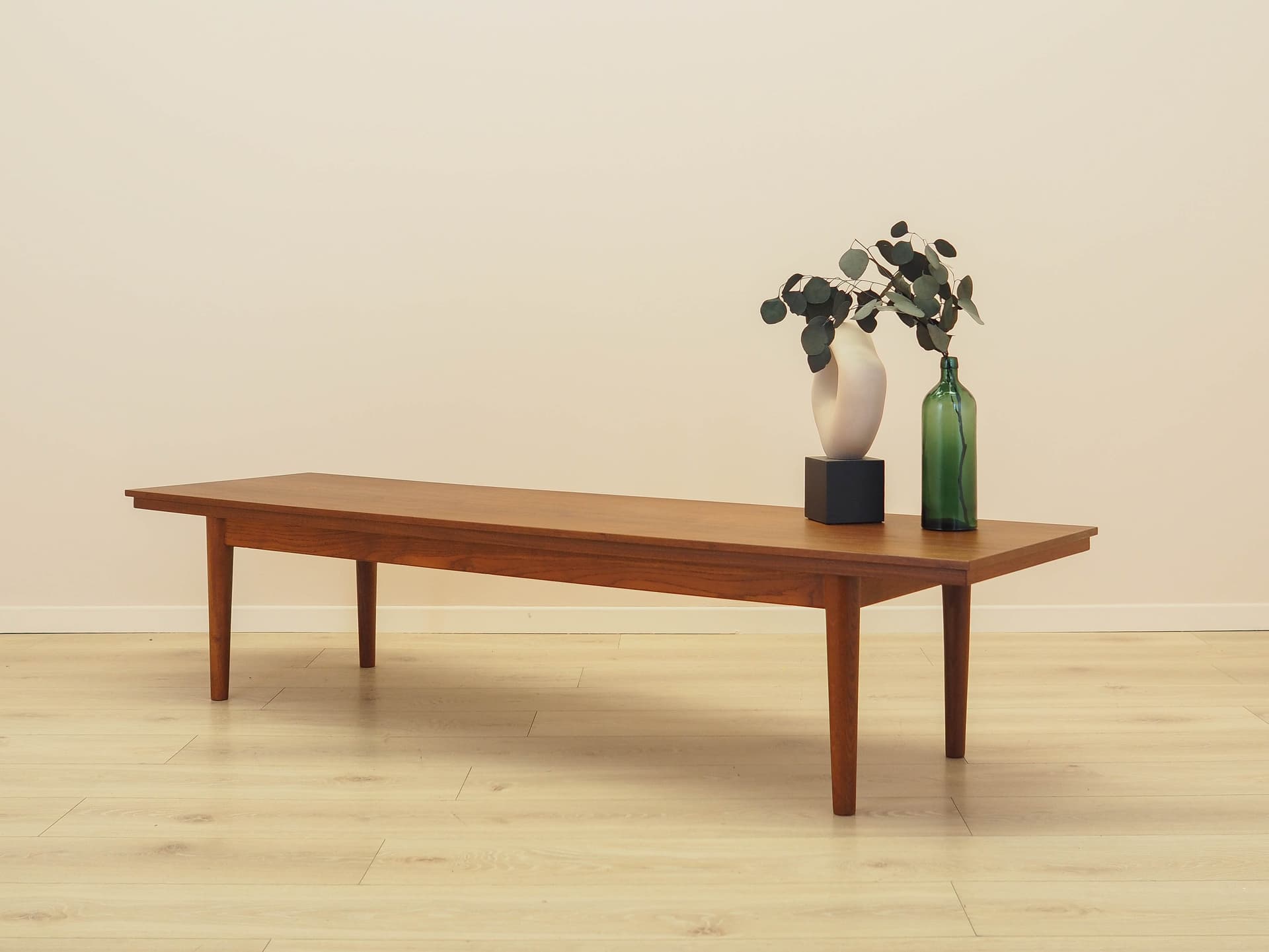 Lowboard, honey oak, teak, Denmark, 1970s. - 313664
